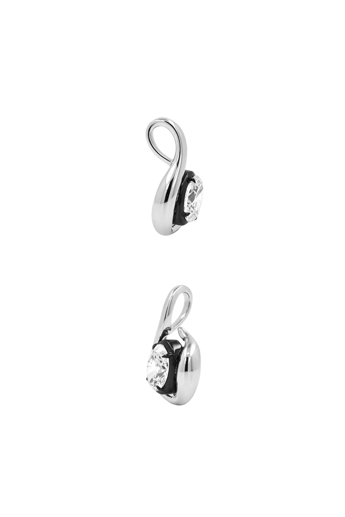 "MFE" Two-Tone Silver Quaver Diamond Pendant Necklace