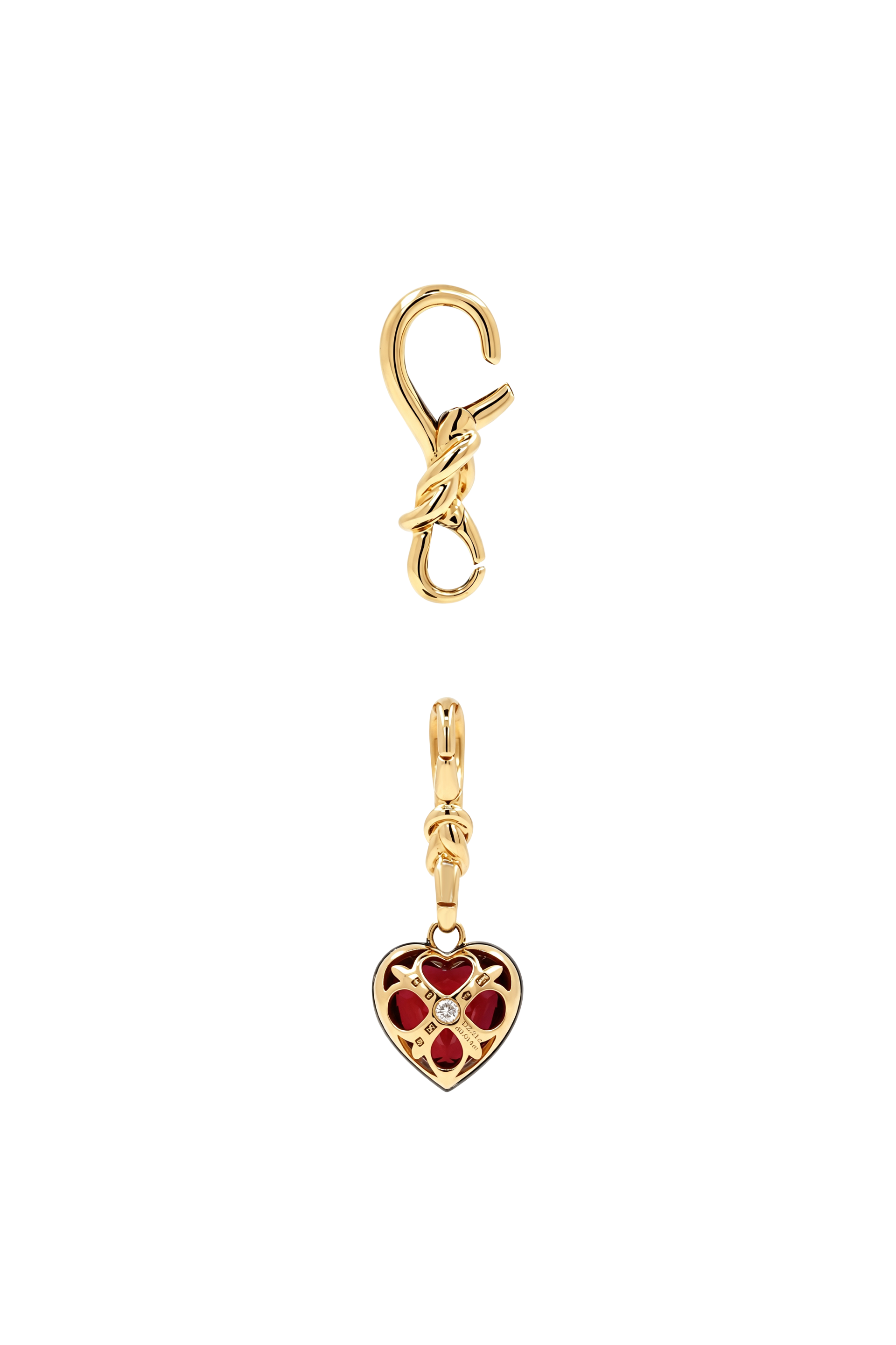 "Silk" Rose-Back Ruby Heart Pendant Necklace
