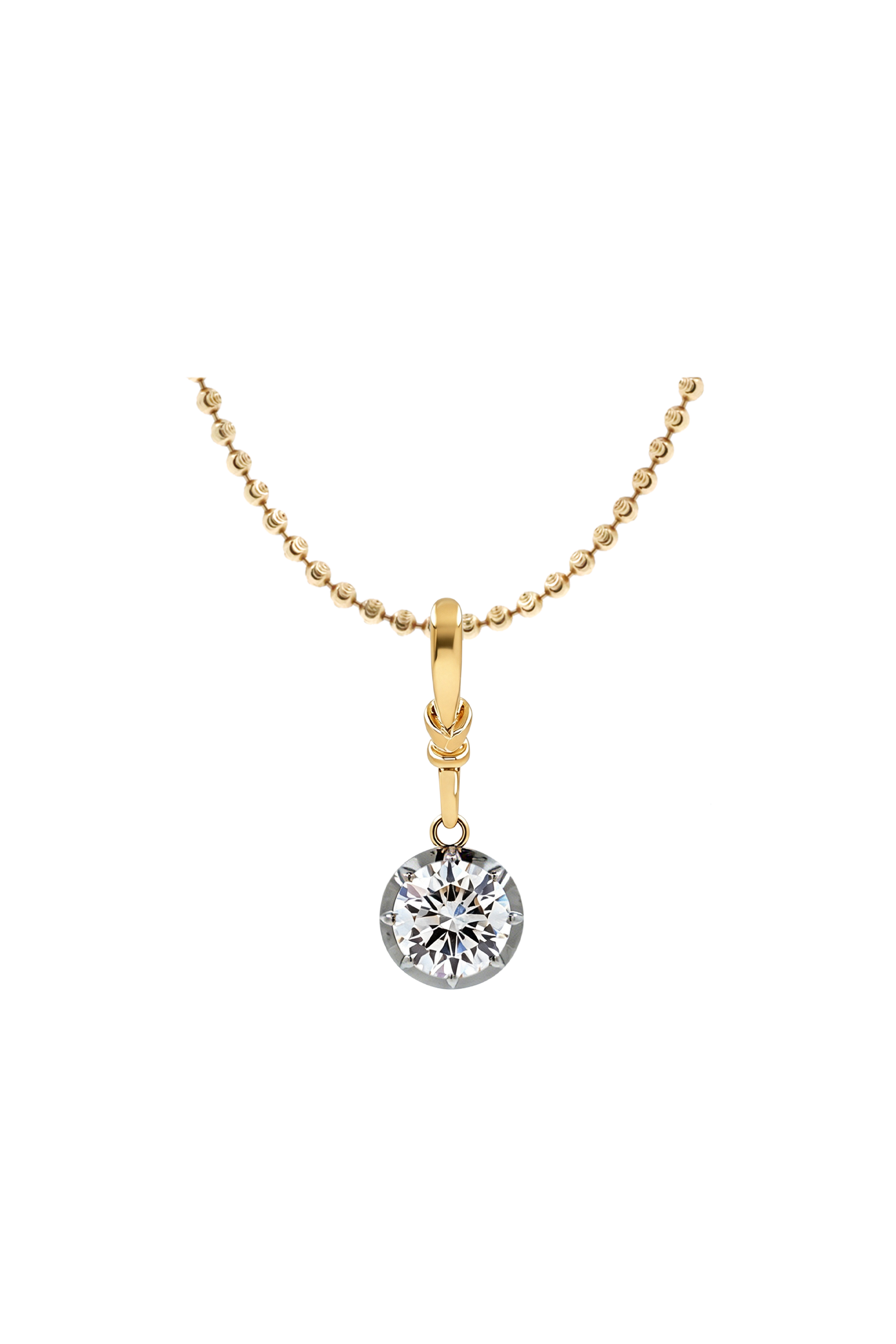 "Silk" Rose-Back Round Diamond Pendant Necklace