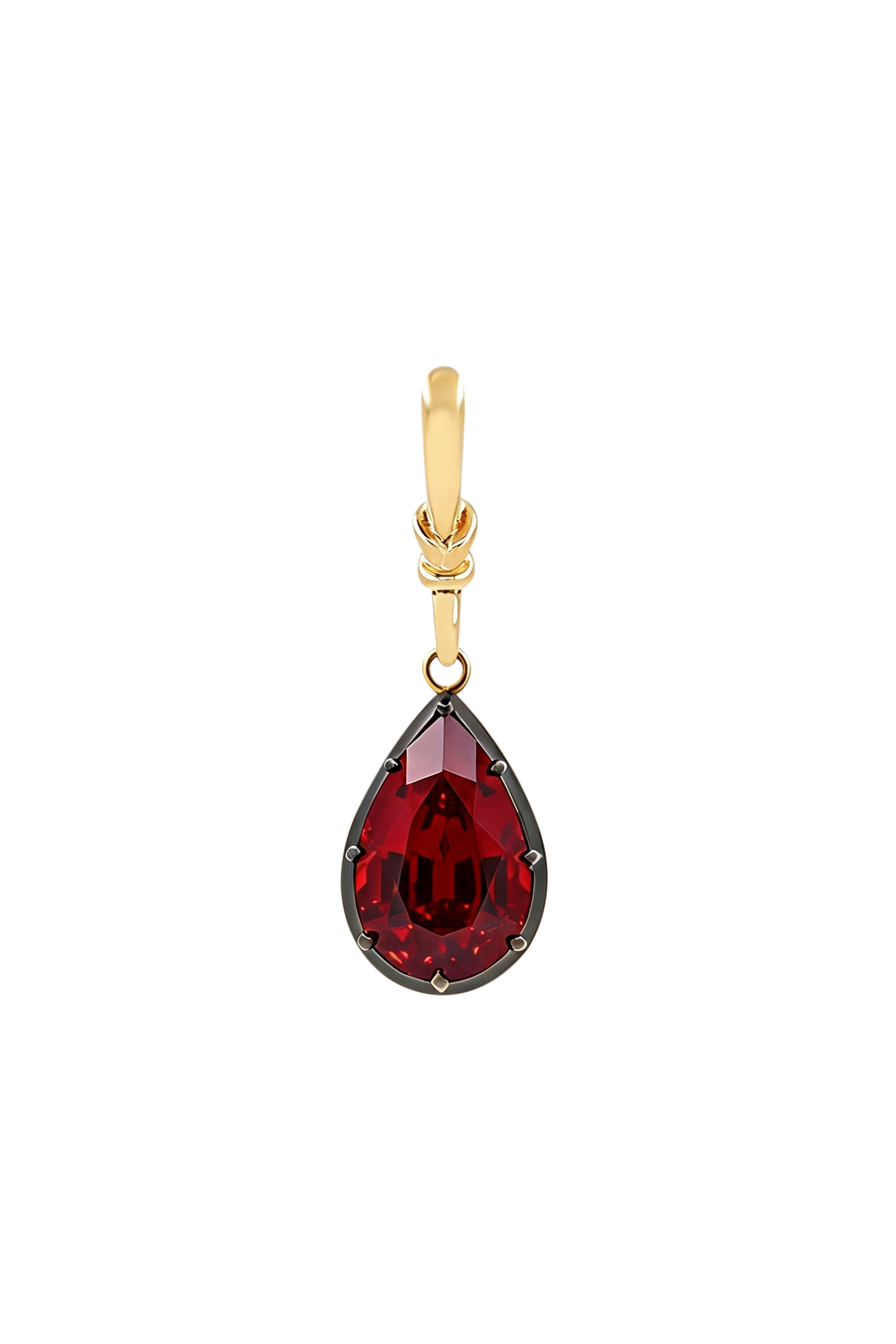 "Silk" Rose-Back Ruby Pear Pendant Necklace