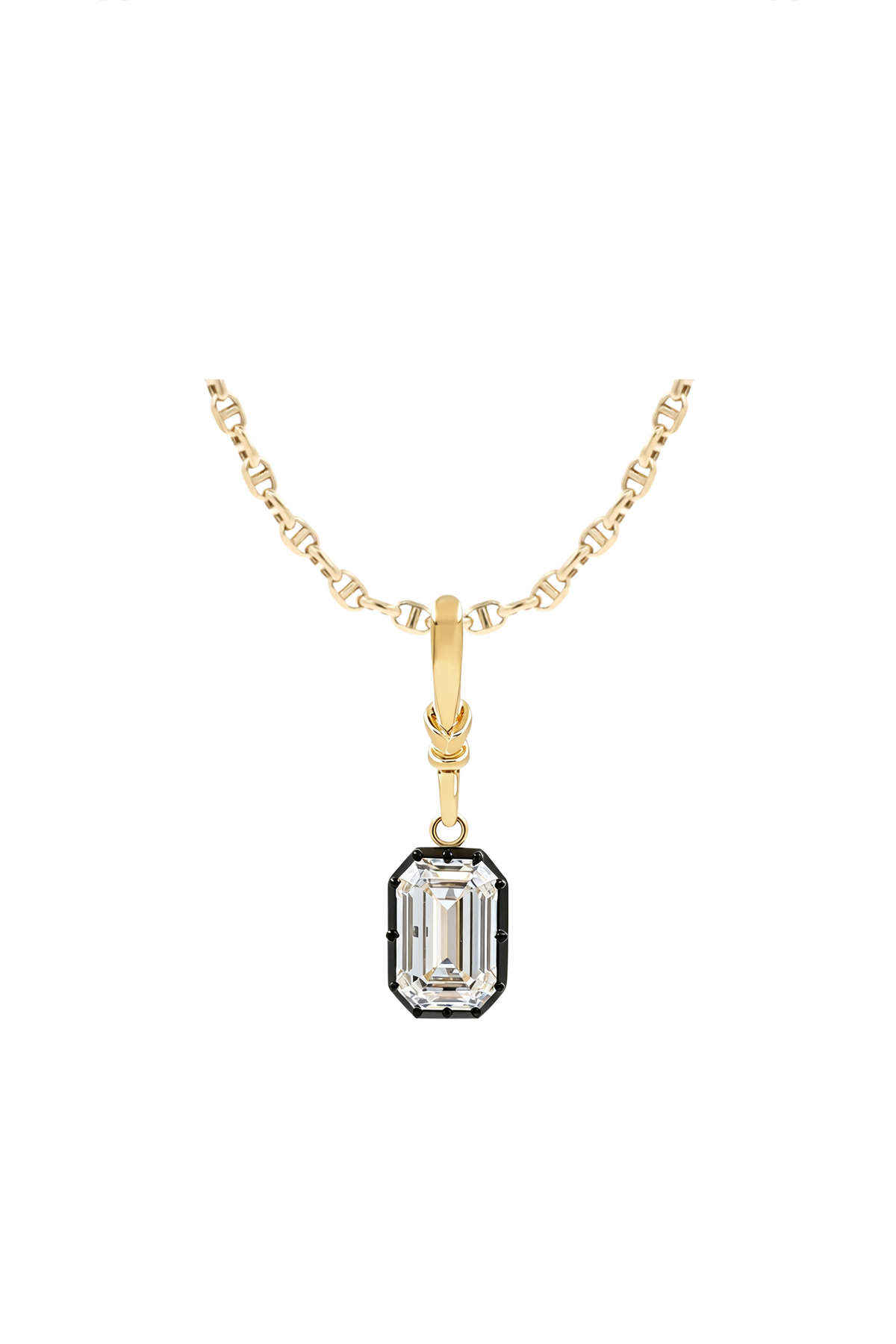 "Silk" Rose-Back Emearld Diamond Pendant Necklace