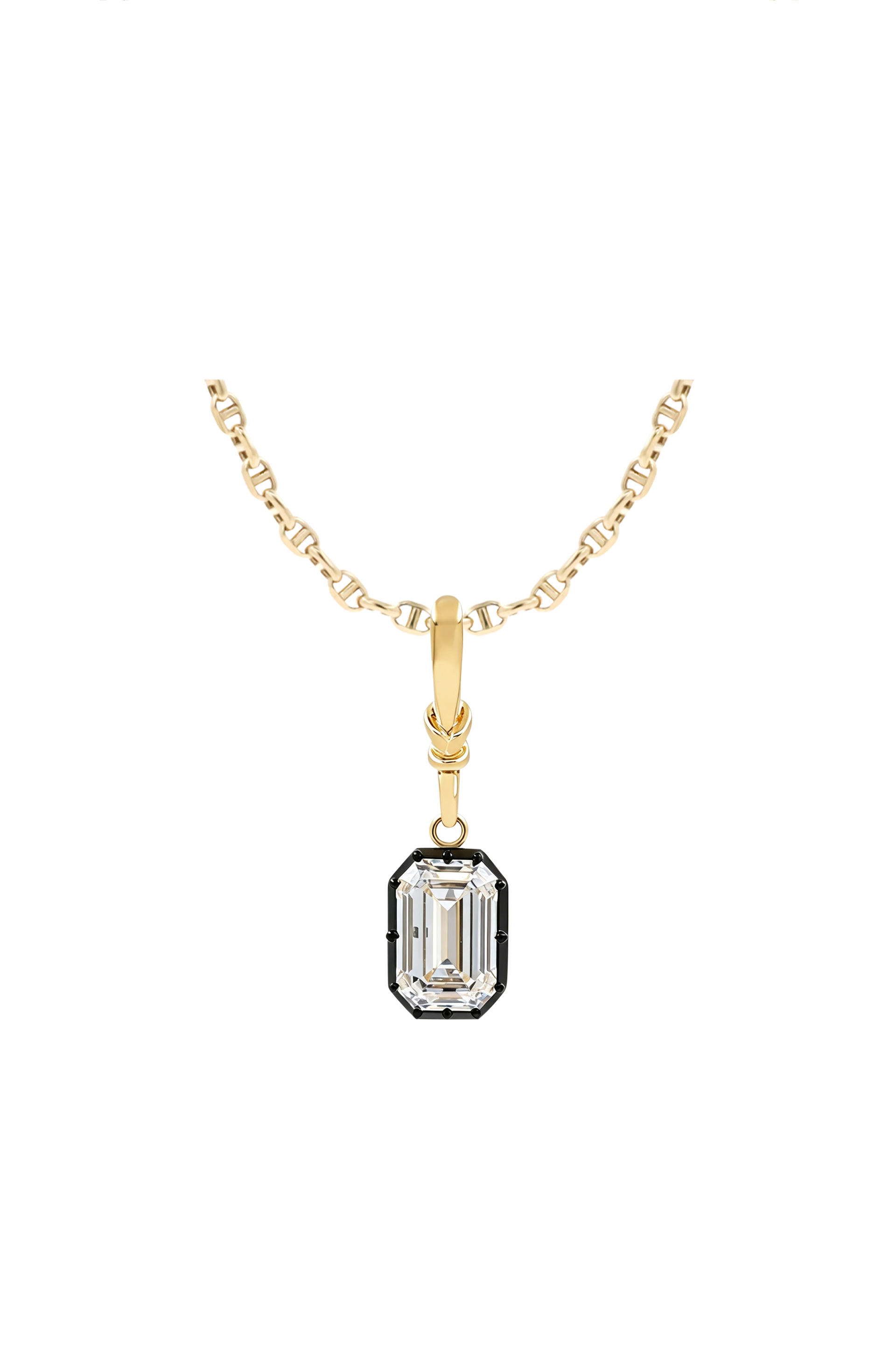 "Silk" Rose-Back Emearld Diamond Pendant Necklace