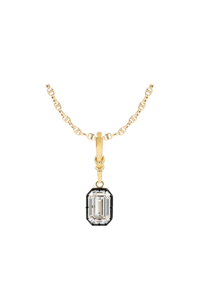 "Silk" Rose-Back Emearld Diamond Pendant Necklace