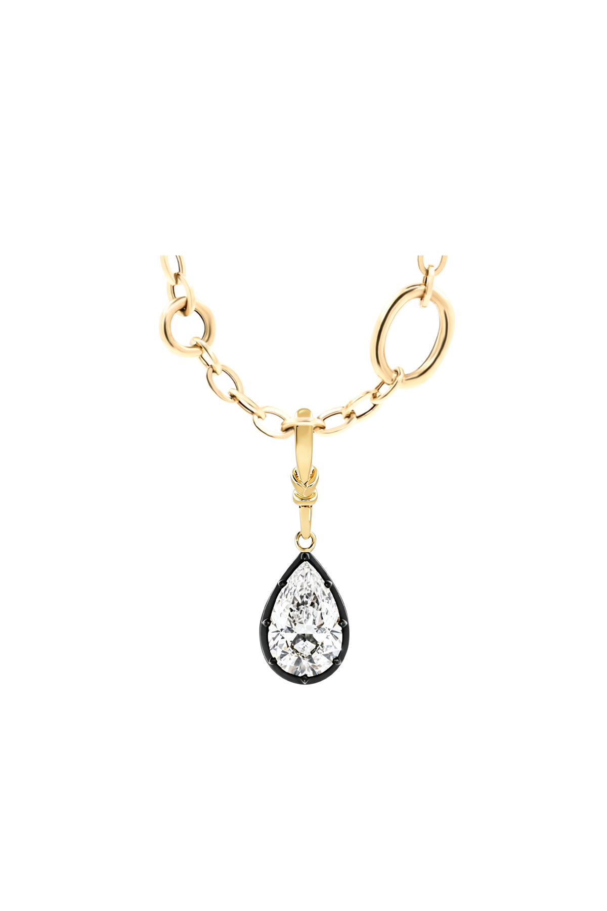 "Silk" Rose-Back Pear Diamond Pendant Necklace