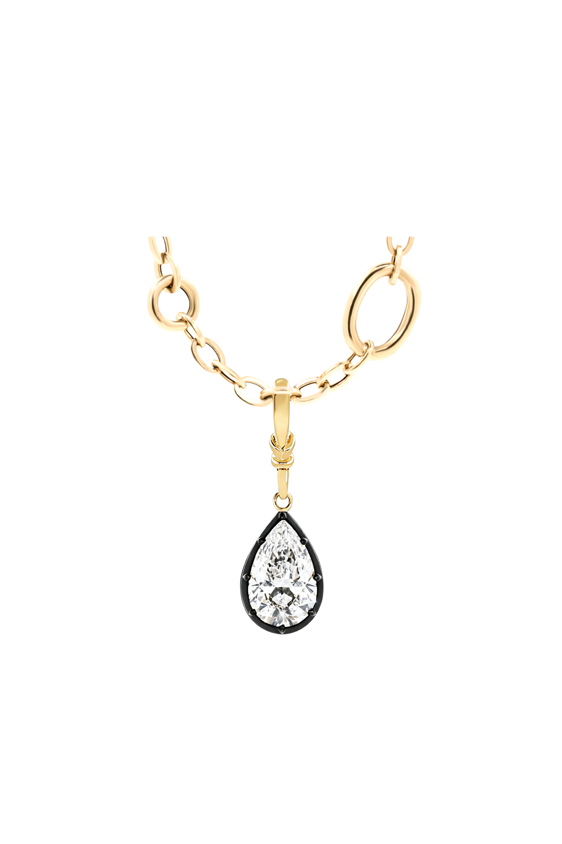 "Silk" Rose-Back Pear Diamond Pendant Necklace