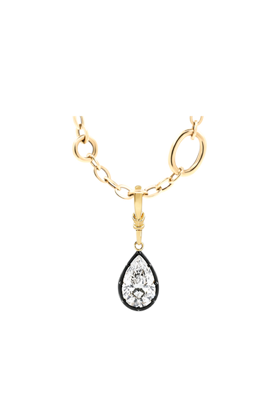 "Silk" Rose-Back Pear Diamond Pendant Necklace