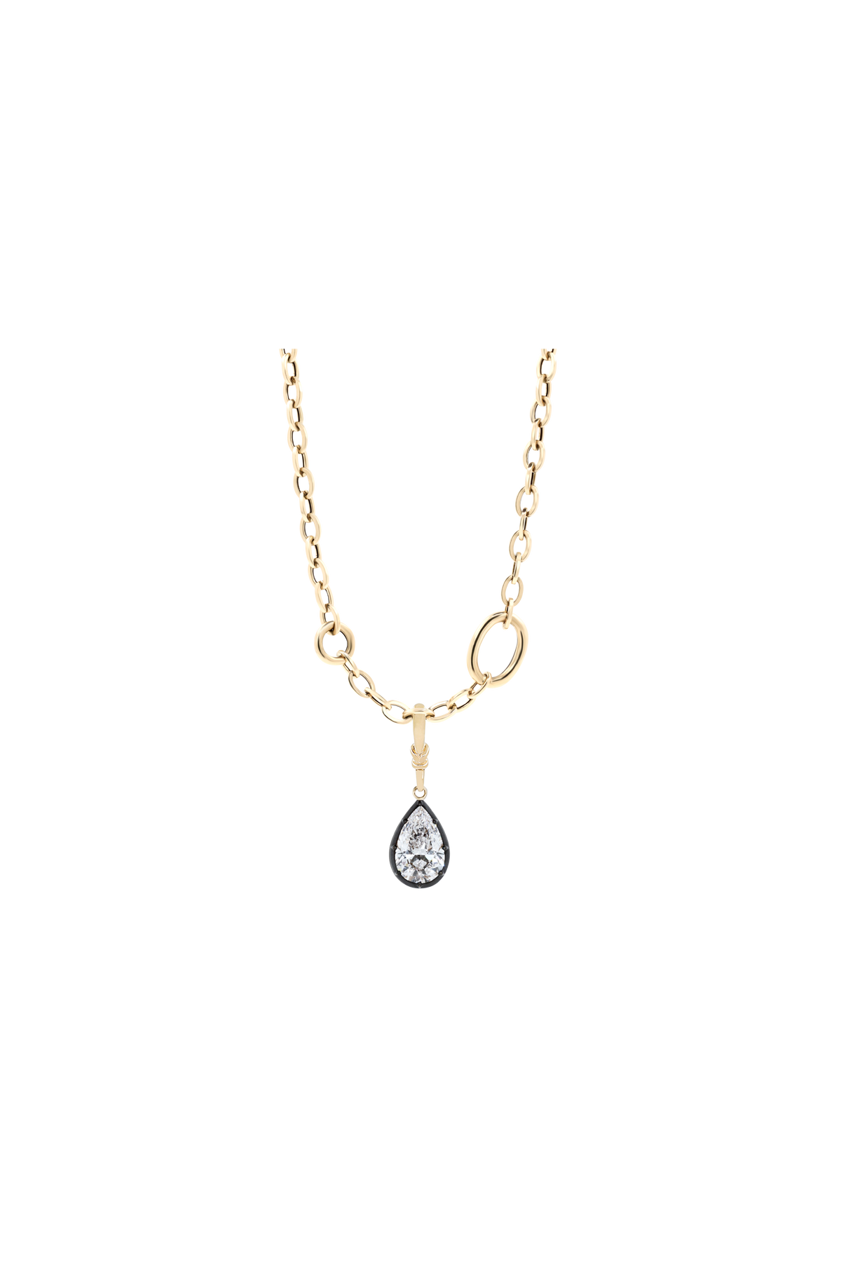 "Silk" Rose-Back Pear Diamond Pendant Necklace