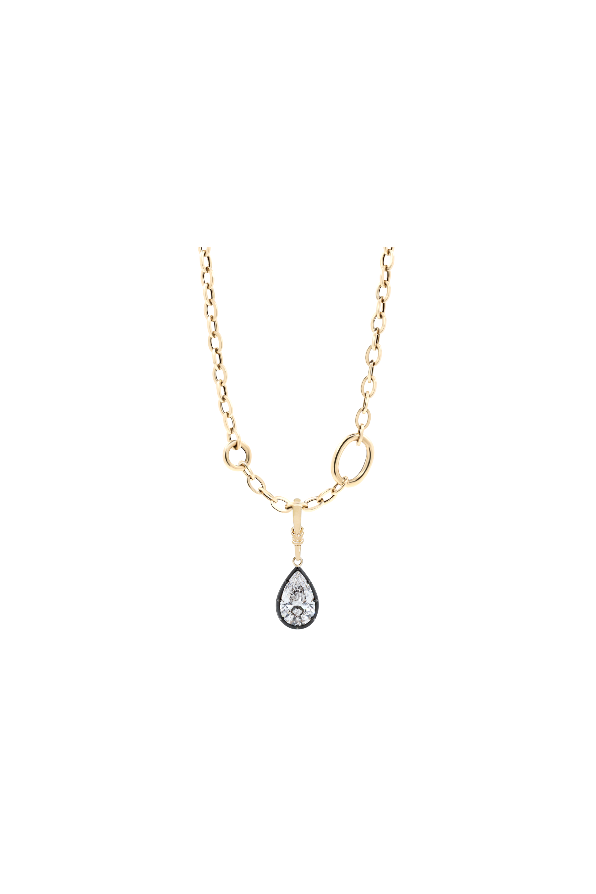 "Silk" Rose-Back Pear Diamond Pendant Necklace