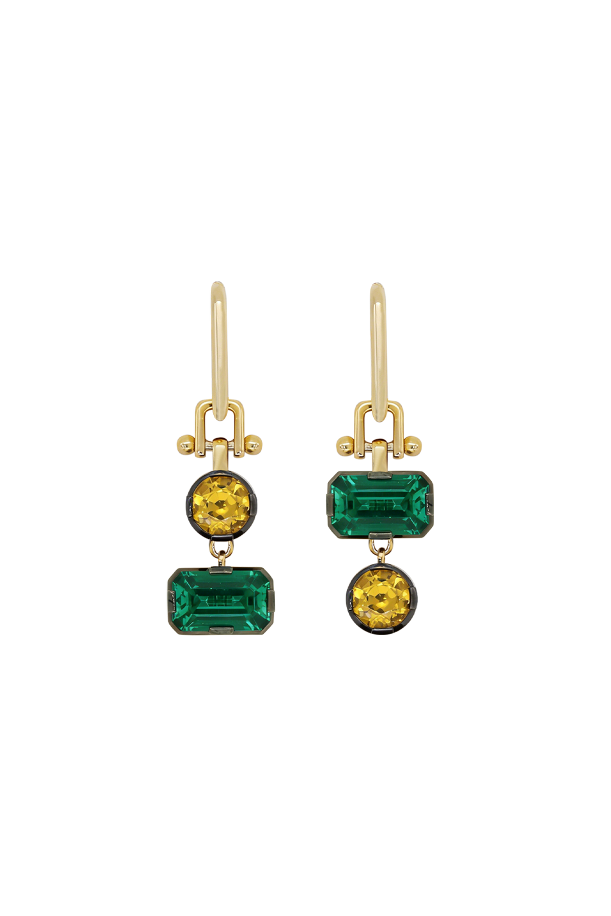 “Regency” AB Two-Tone Emerald & Yellow Sapphire Earrings