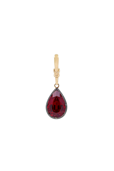 "Silk" Rose-Back Ruby Pear Necklace