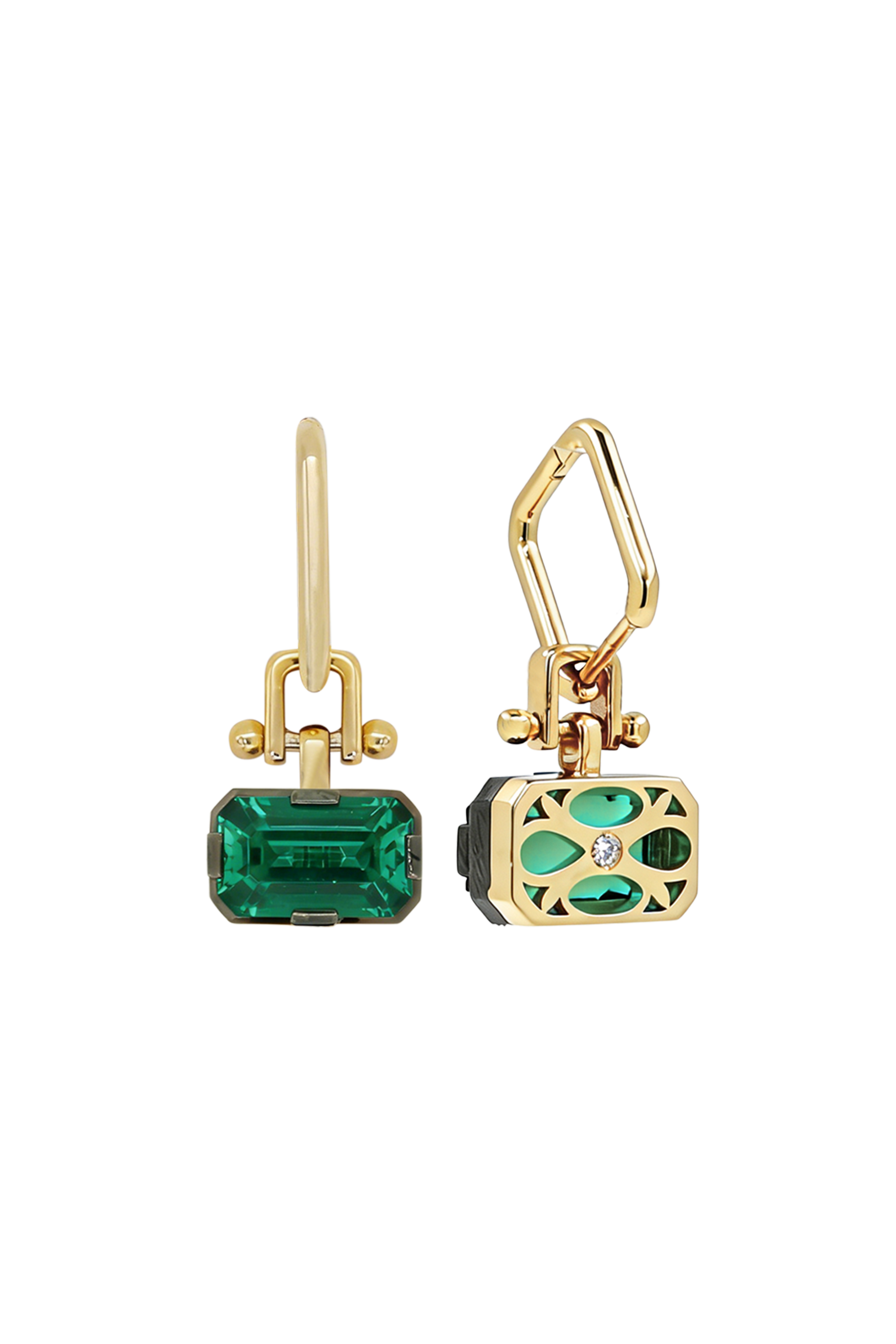 “Regency” Two-Tone Emerald Earrings