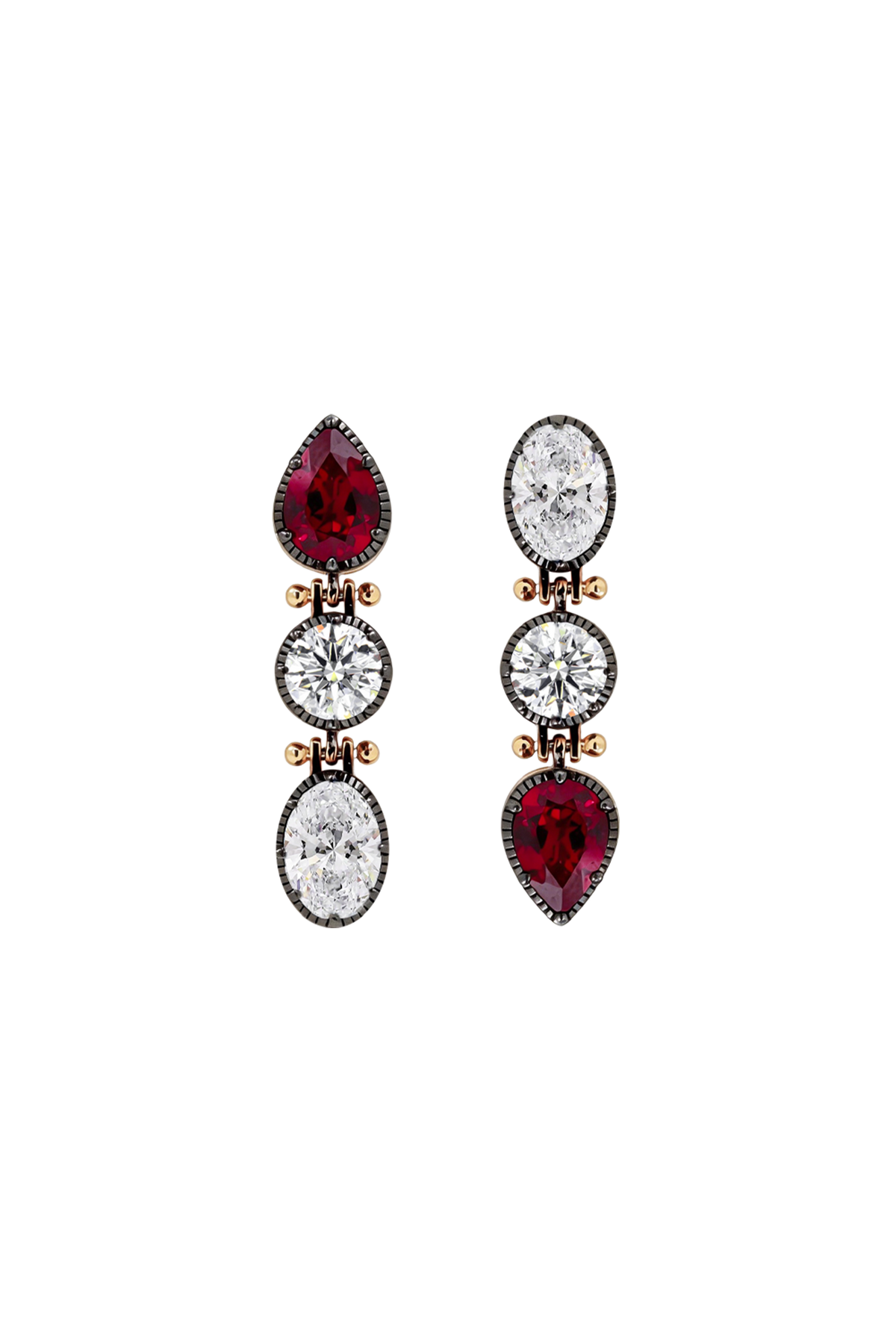 “Regency” AB Two-Tone Diamond & Ruby Earrings