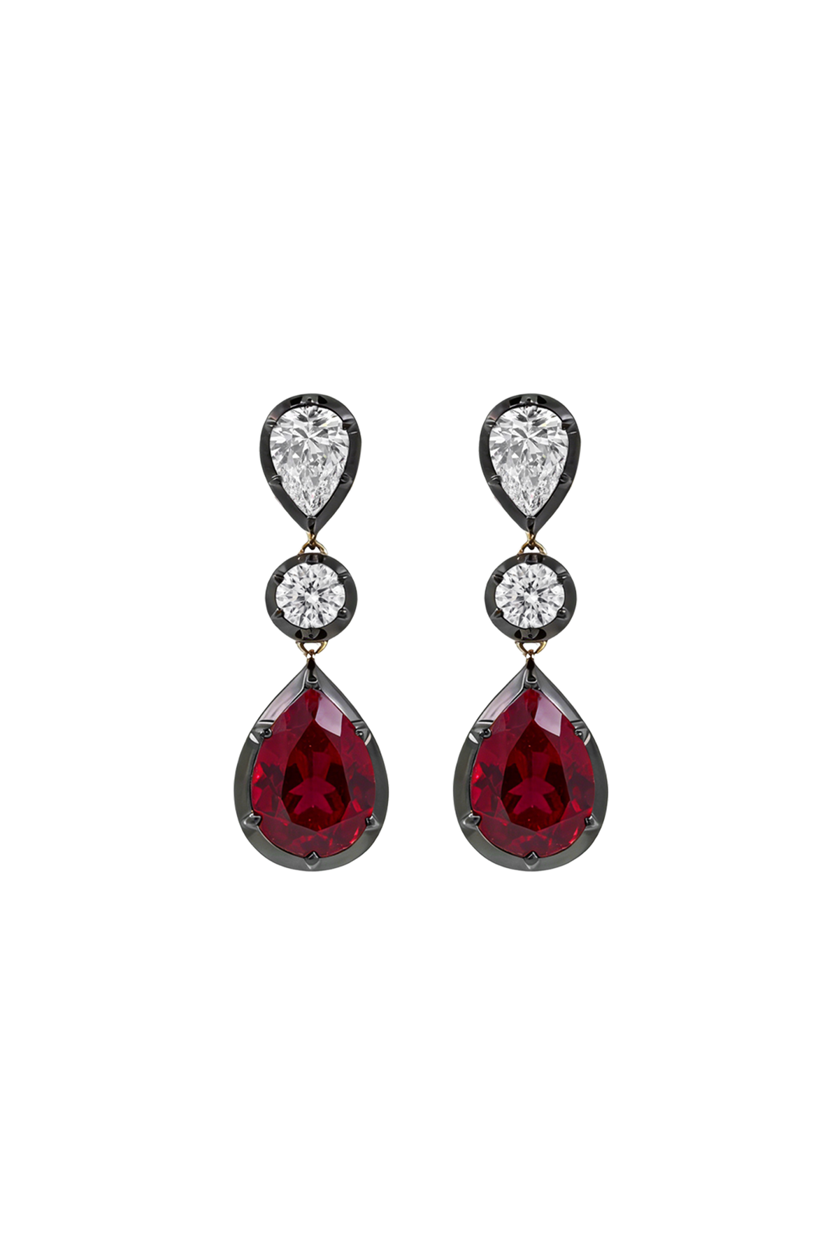 “Regency” Two-Tone Ruby & Diamond Chandelier Earrings