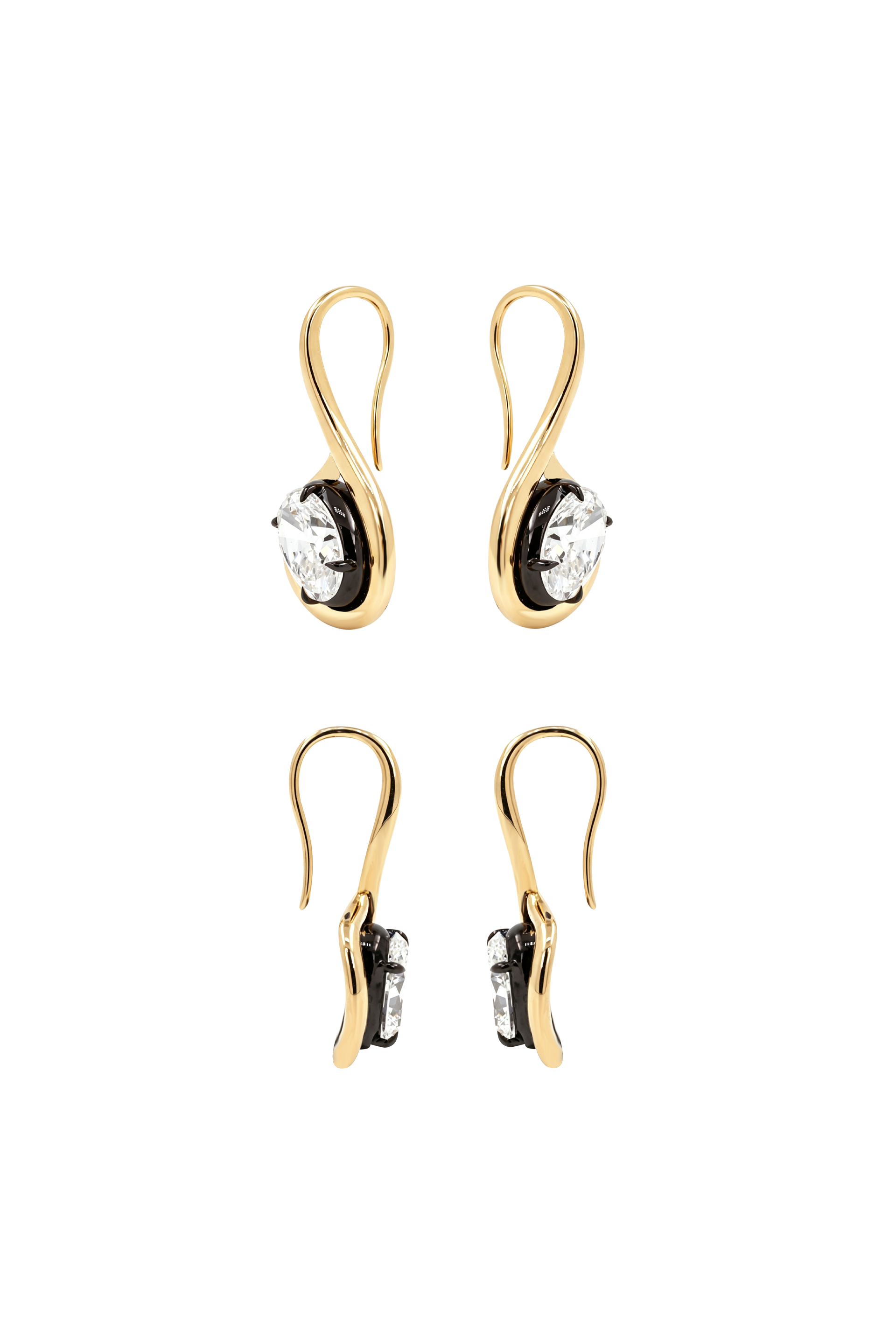 "MFE" Two-Tone Quaver Diamond Earrings