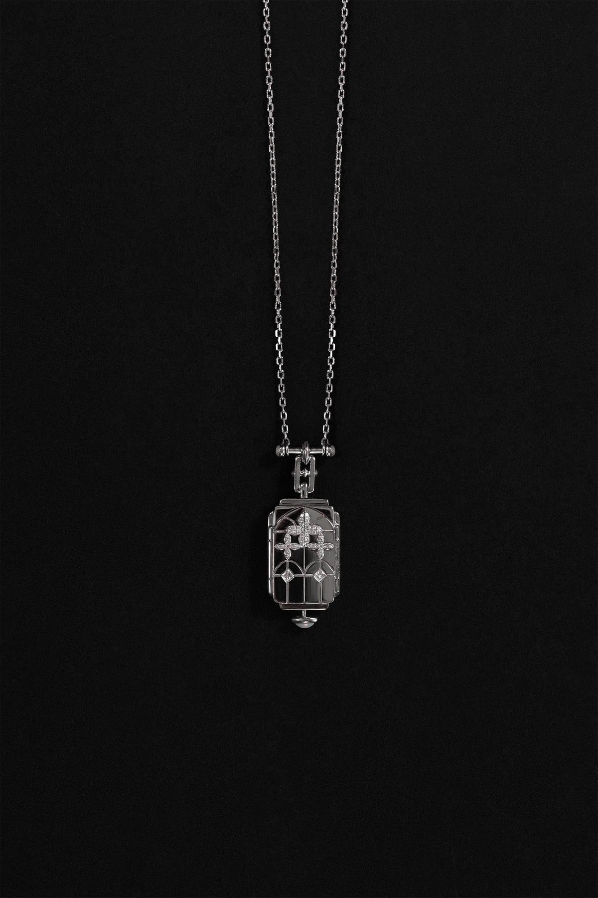 “Chamber” Silver Memory Locket Diamond Necklace