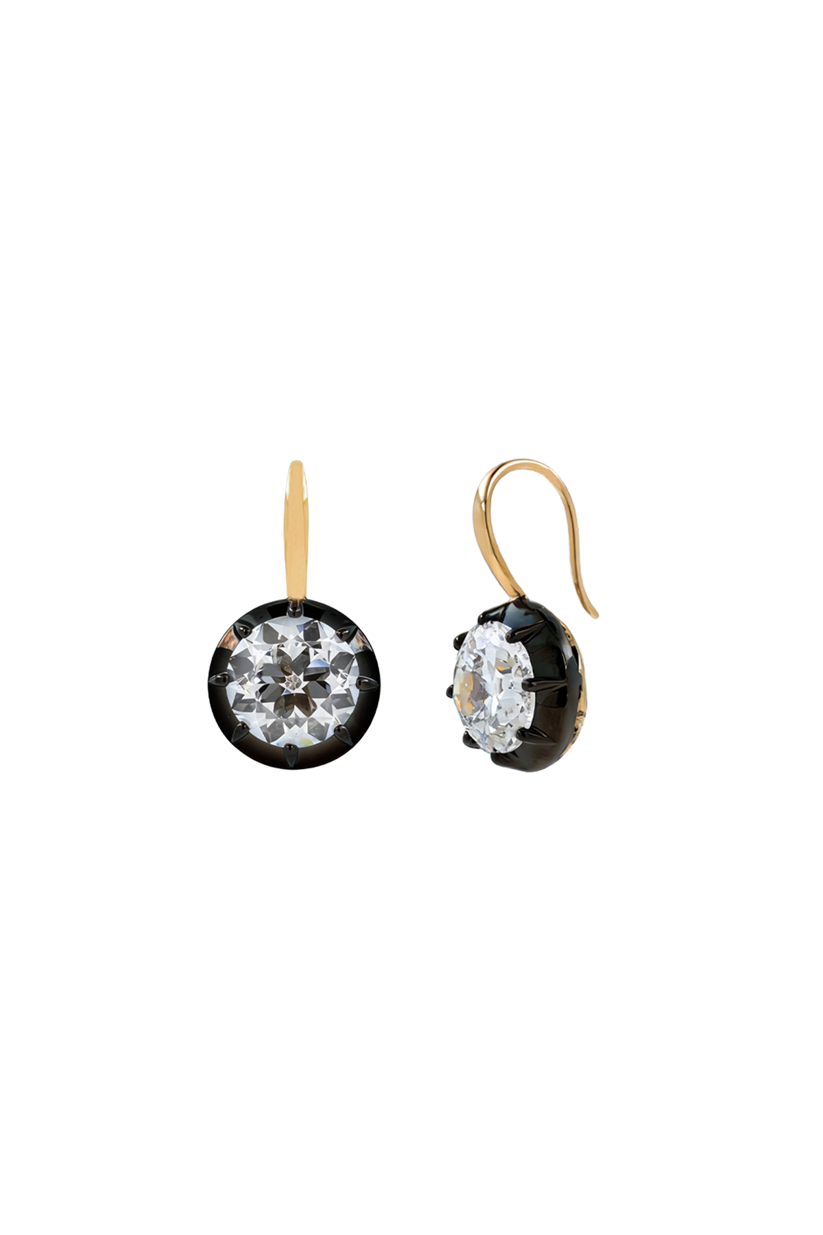 “Regency” Two-Tone Round (3.15ct) Rose-Back Studs