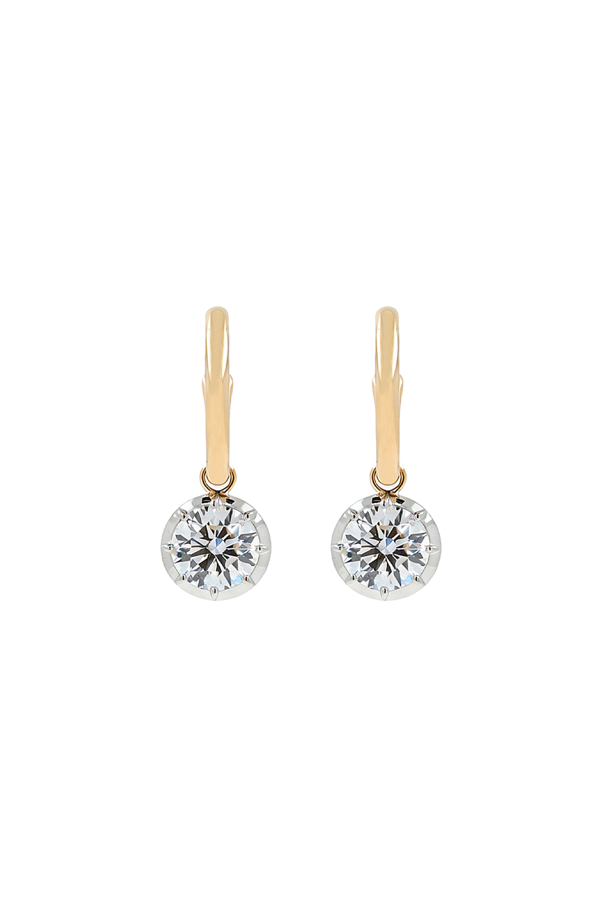 “Regency” Two-Tone Cushion Rose-Back Earrings