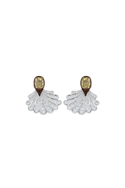 "Siren" Yellow Diamond Shell Earrings