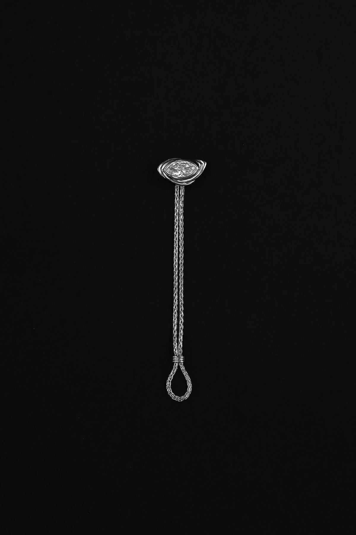“Third Eye” Silver Chain Diamond Ring