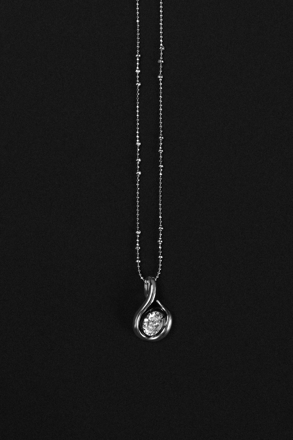 "MFE" Two-Tone Silver Quaver Diamond Pendant Necklace