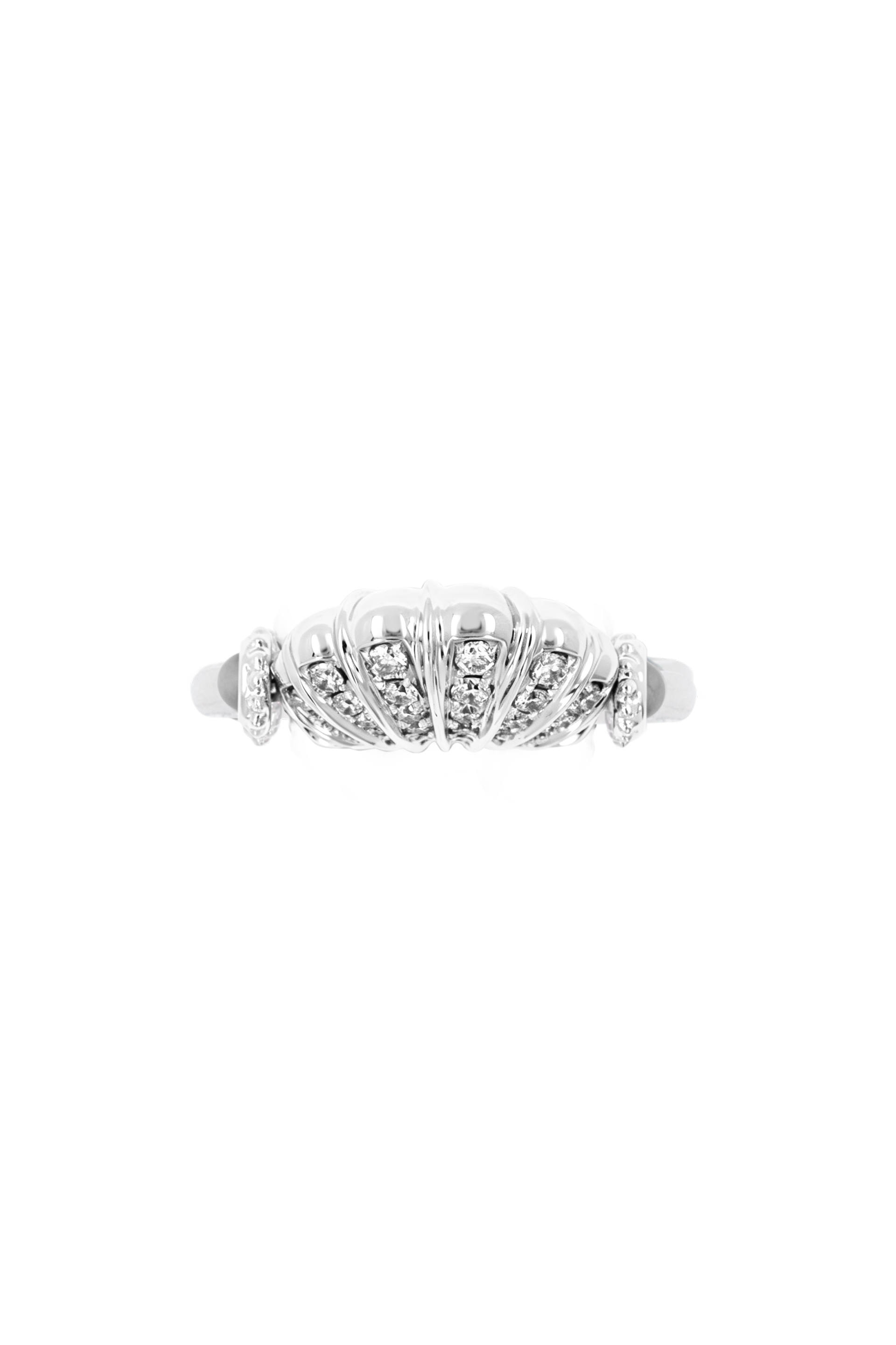 "Siren" Pavé Silver Scallop Duality Diamond Ring