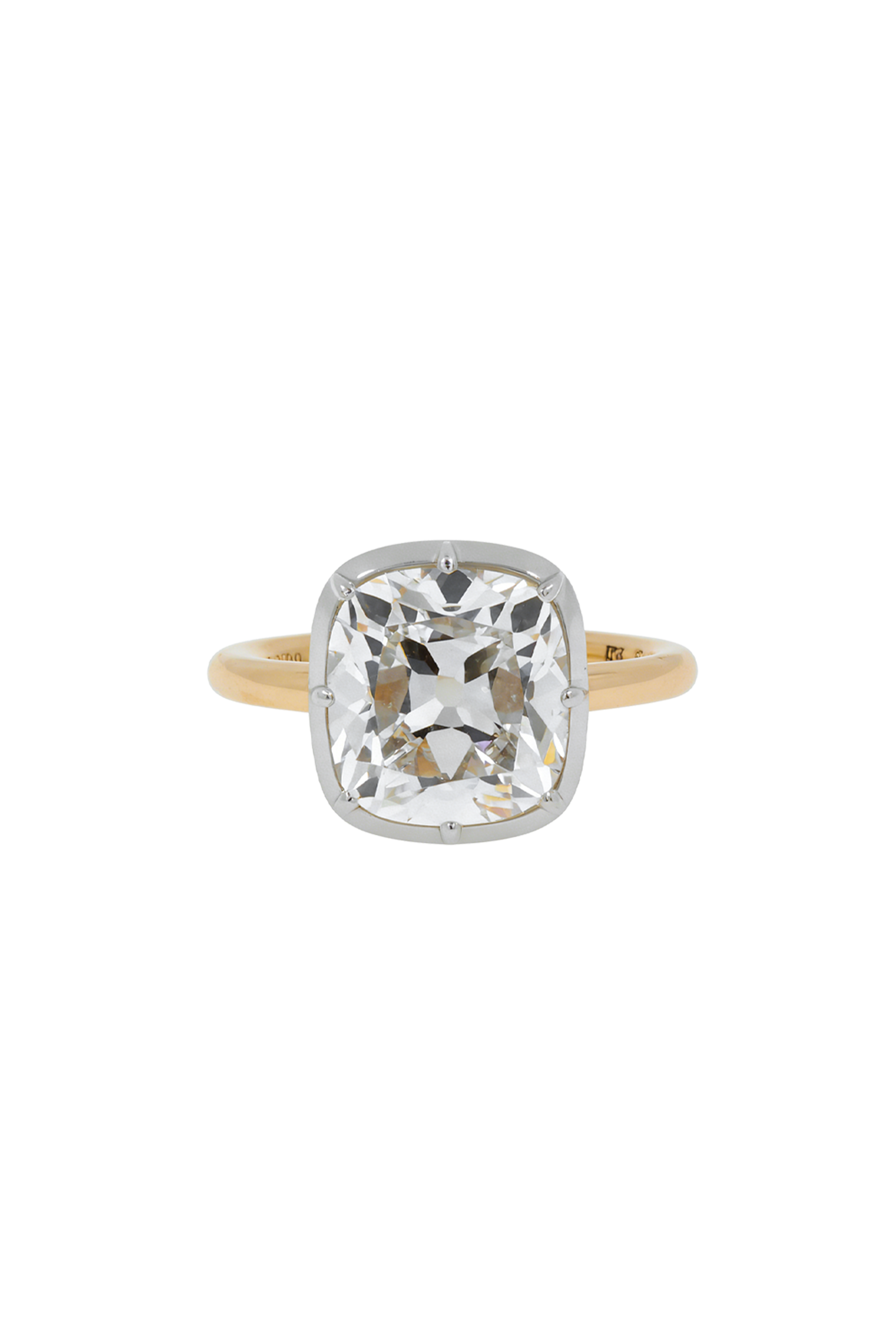 “Regency” Two-Tone Cushion Diamond (5.01ct) Rose-Back Ring