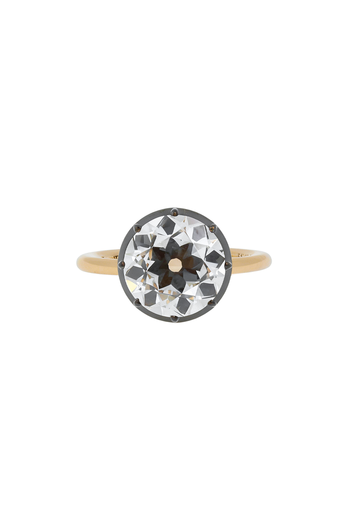 “Regency” Two-Tone Round (3.15ct) Rose-Back Ring