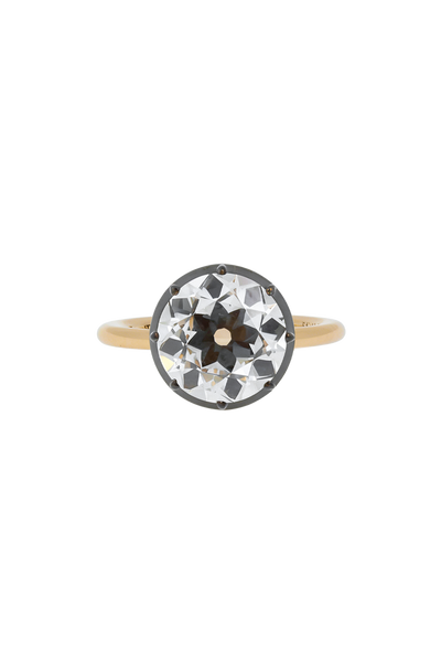 “Regency” Two-Tone Round (3.15ct) Rose-Back Ring