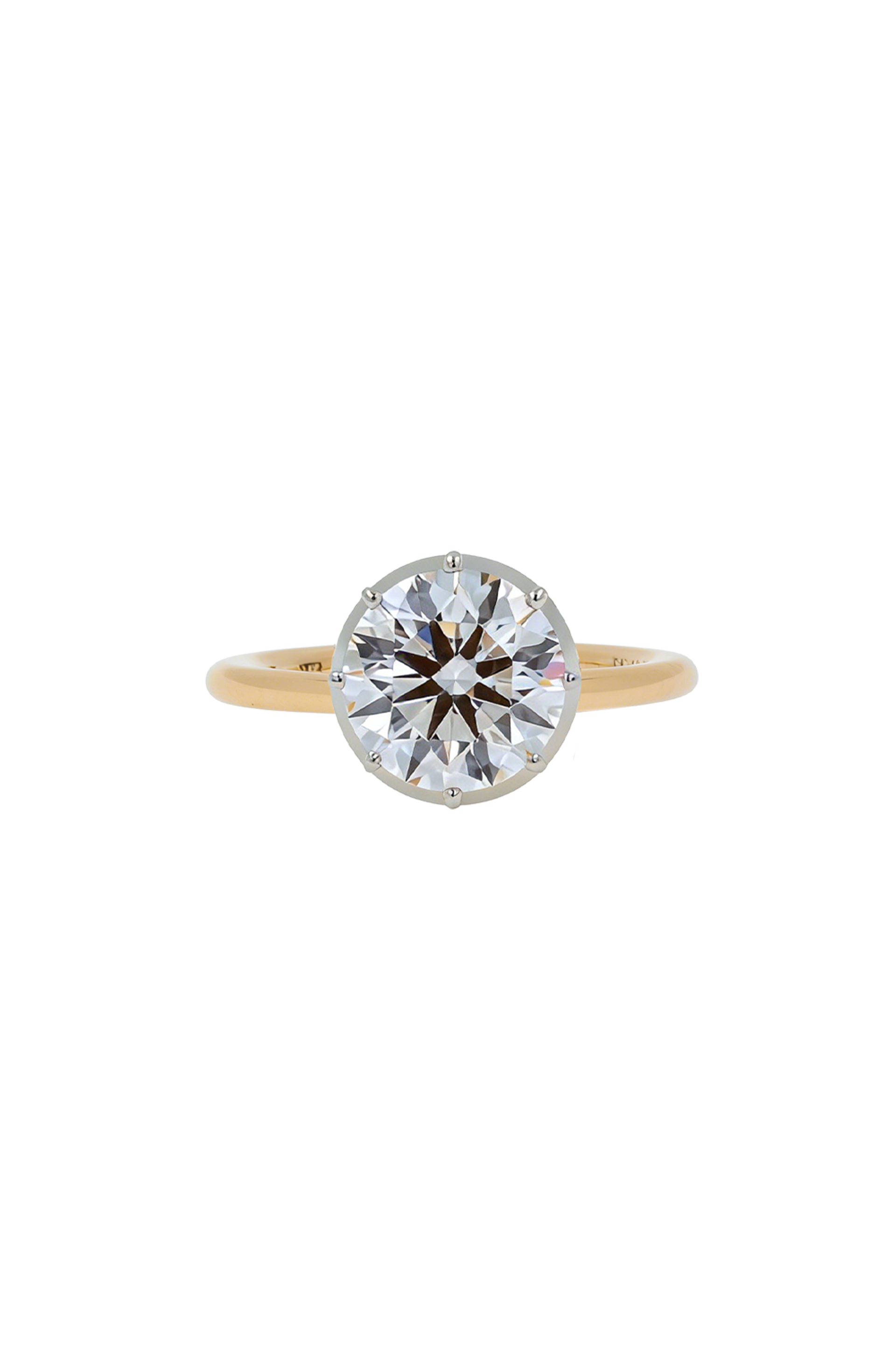 “Regency” Two-Tone Round (1.66ct) Rose-Back Ring