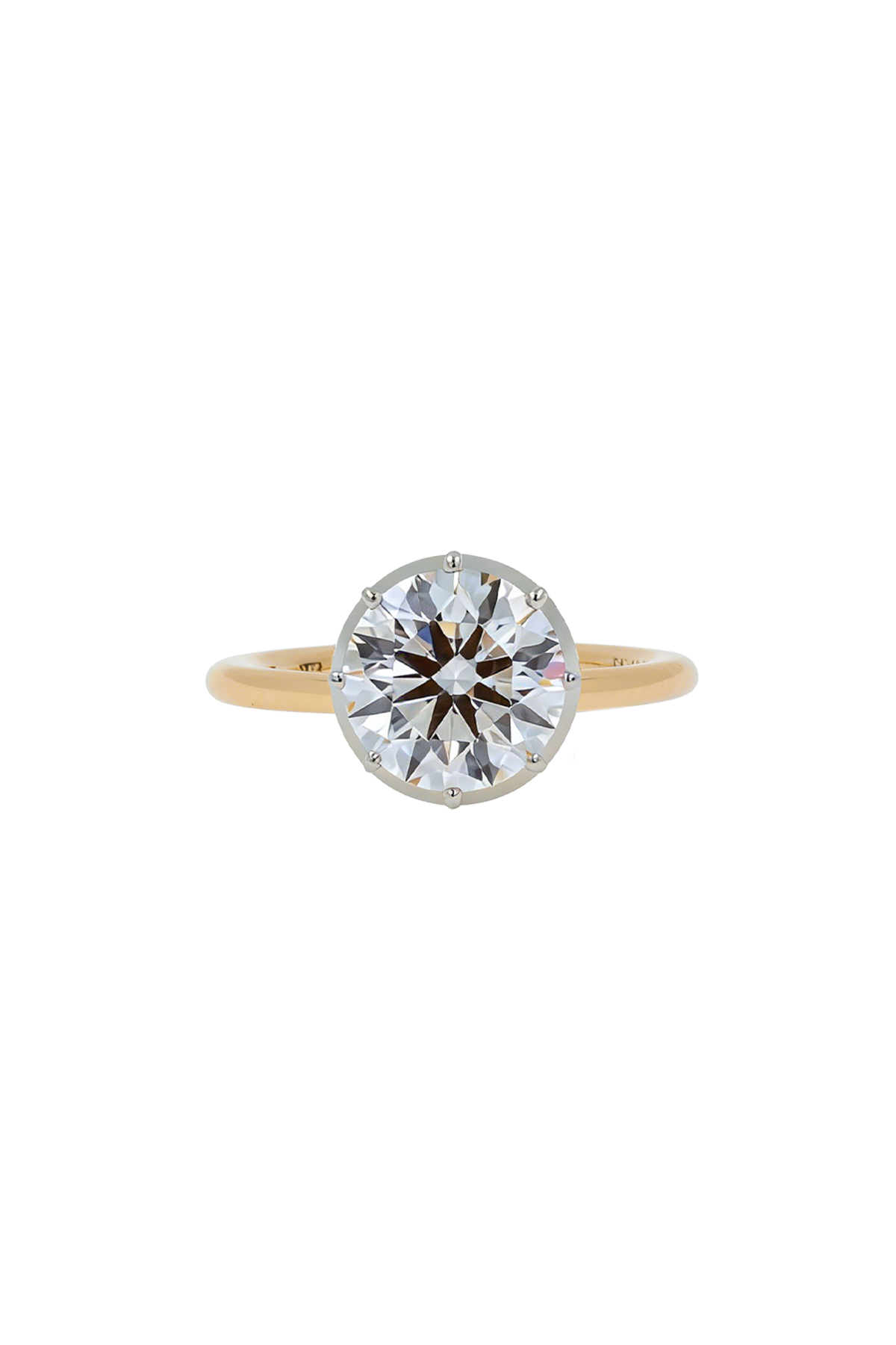 “Regency” Two-Tone Round (3.01ct) Rose-Back Ring