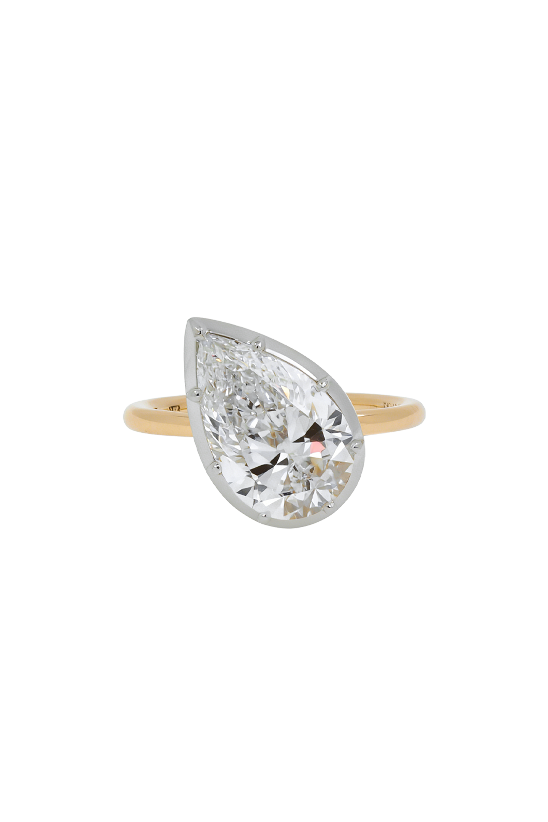 “Regency” Pear Diamond (3.03ct) Rose-Back Tilt Ring