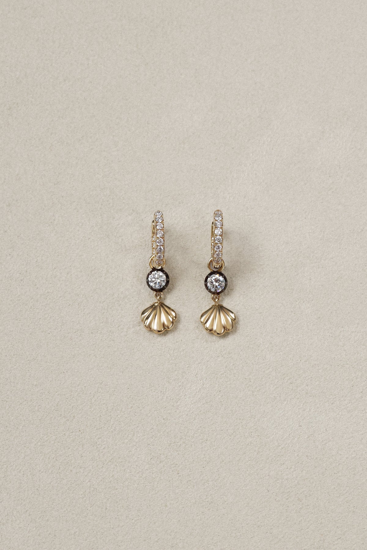 "Siren" Two-Tone Diamond Cockle Earrings