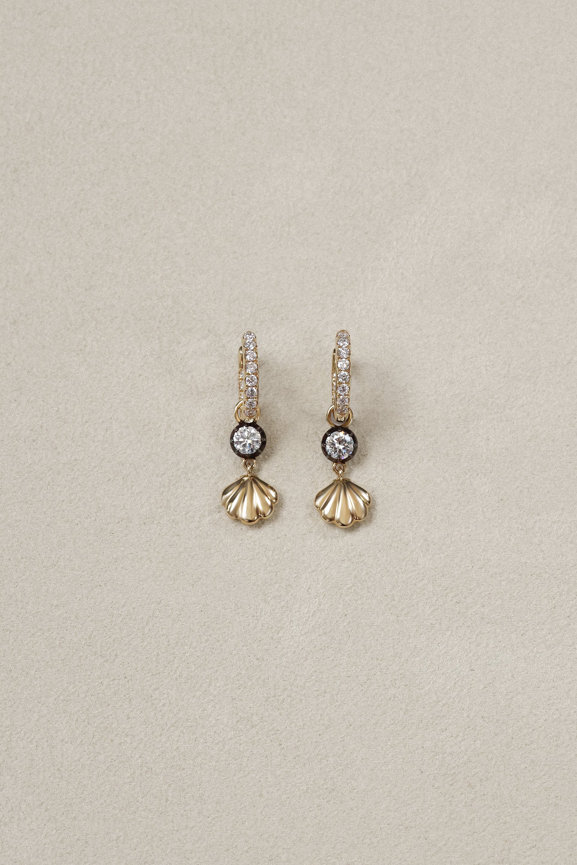 "Siren" Two-Tone Diamond Cockle Earrings