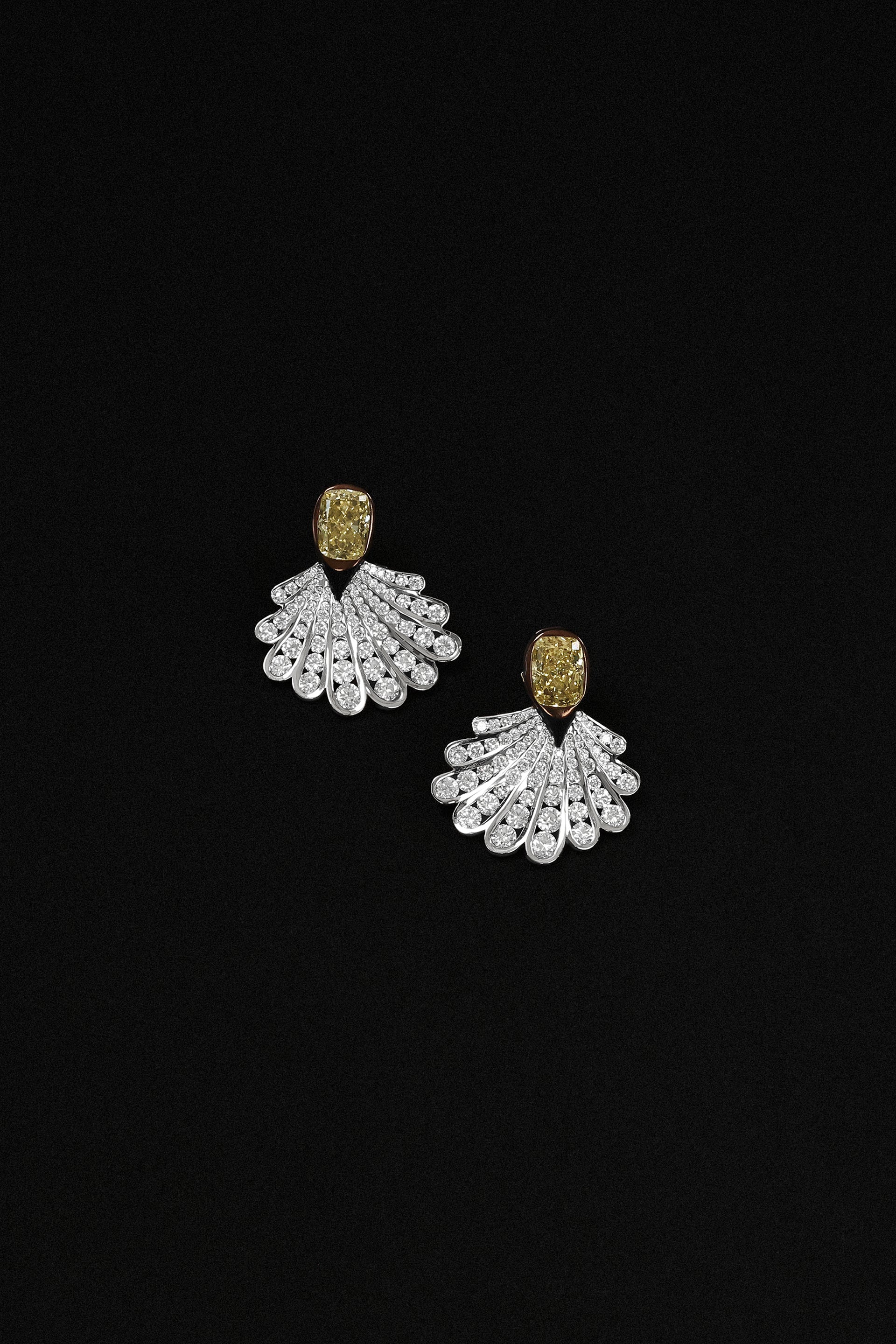 "Siren" Yellow Diamond Shell Earrings
