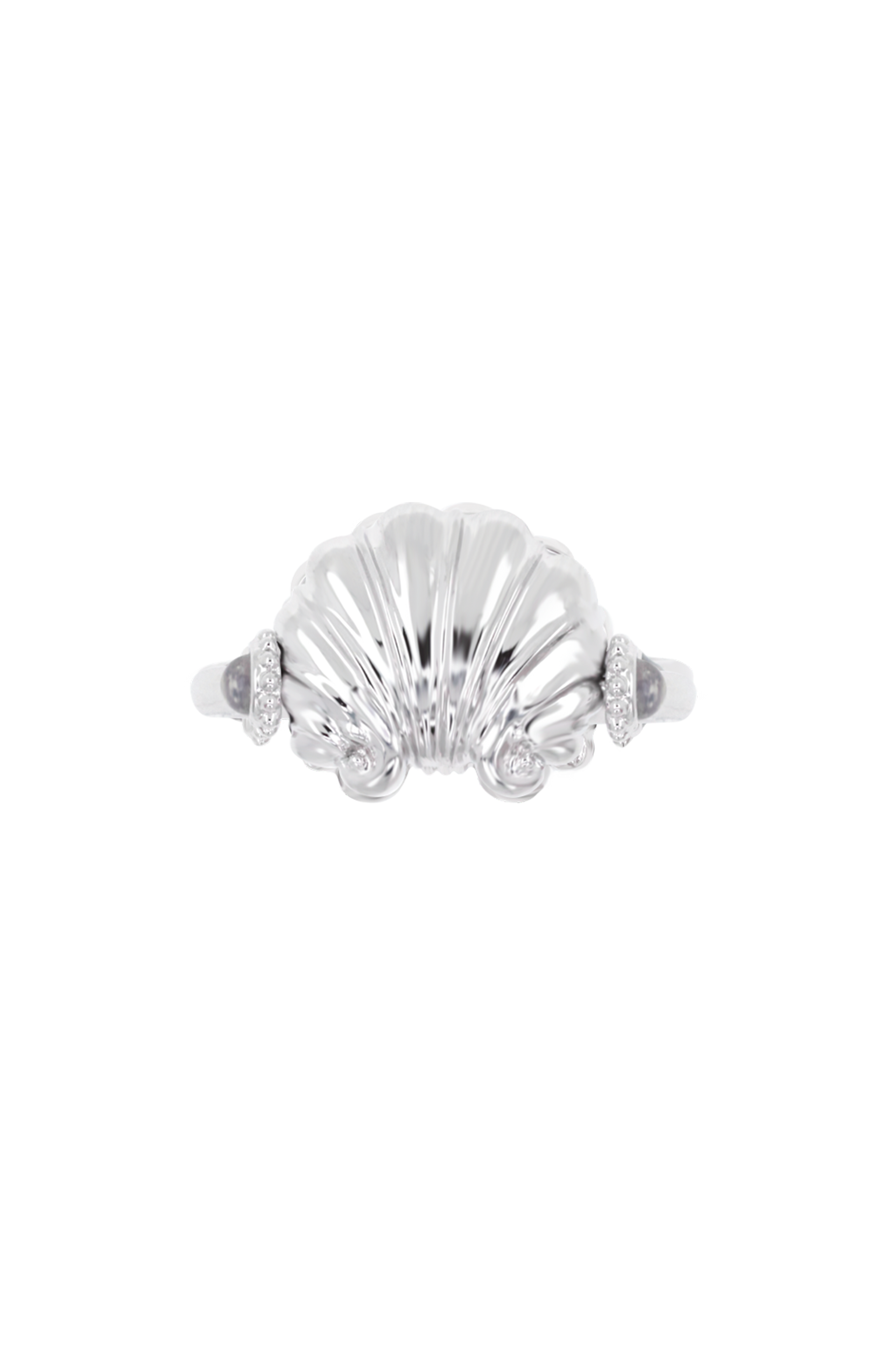 "Siren" Pavé Silver Scallop Duality Diamond Ring