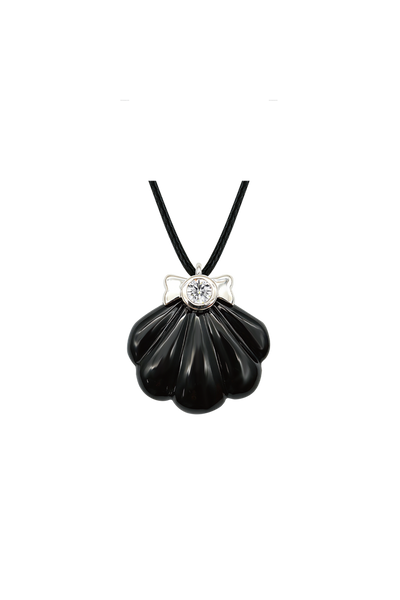 "Siren" Diamond Onyx Nautilus Necklace-SR020-S