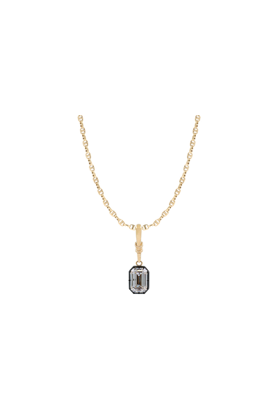"Silk" Rose-Back Emearld Diamond Pendant Necklace