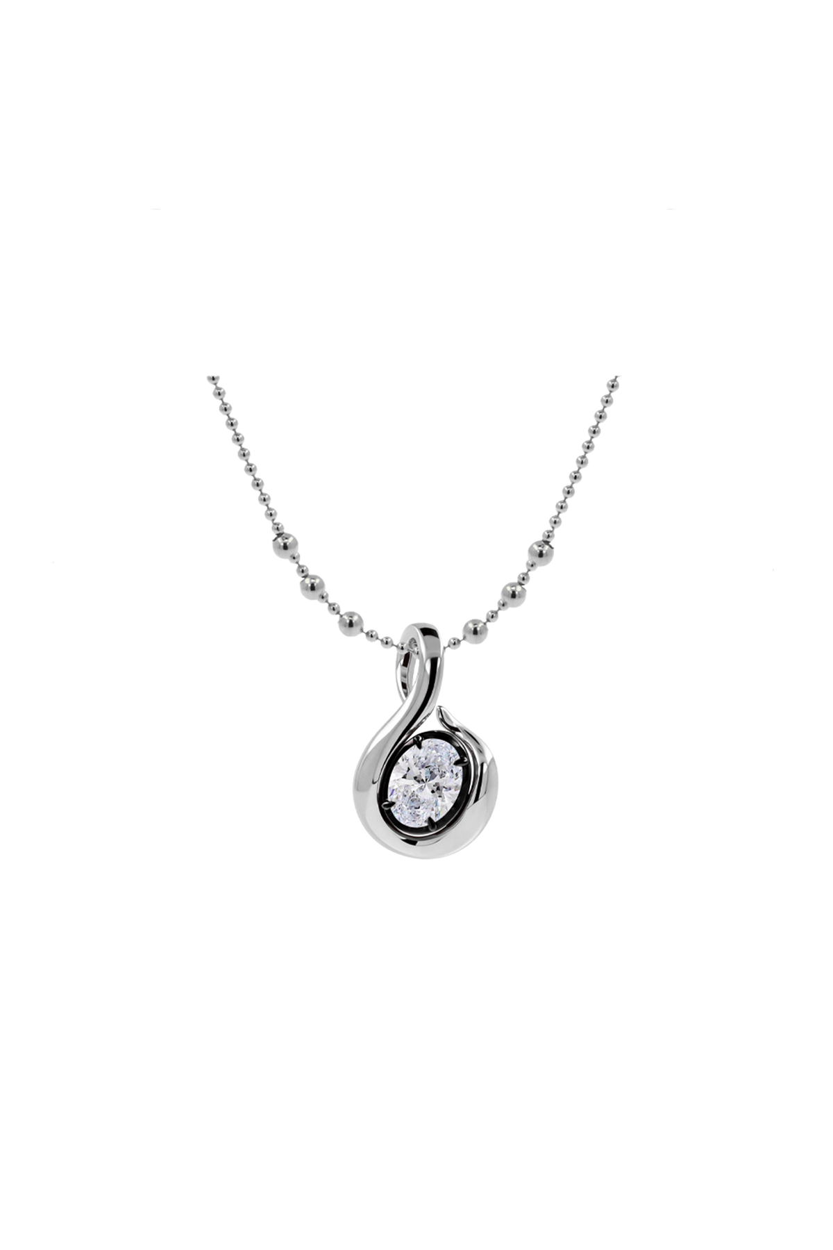"MFE" Two-Tone Silver Quaver Diamond Pendant Necklace