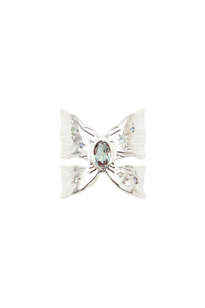 “Wings” Alexandrite Hammered Silver Ring