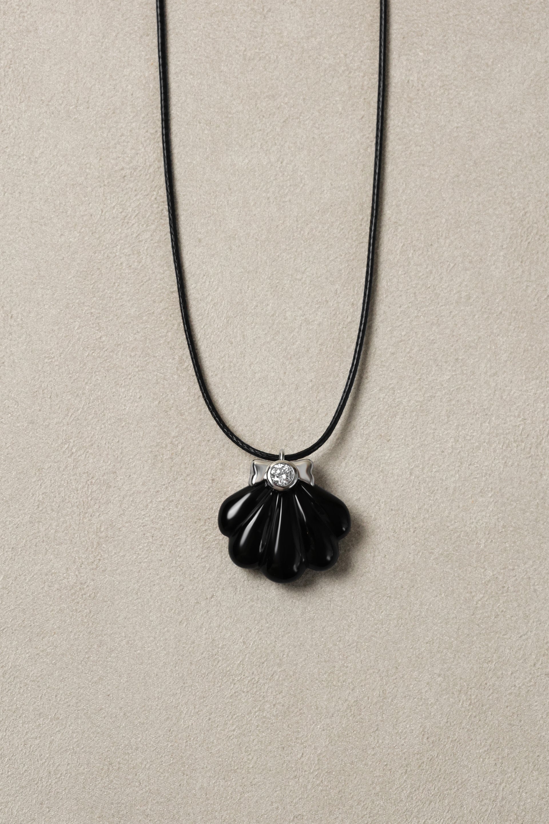 "Siren" Diamond Onyx Nautilus Necklace-SR020-S