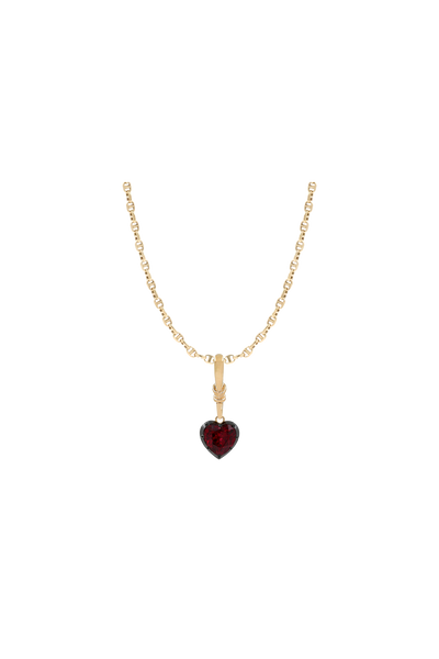 "Silk" Rose-Back Ruby Heart Pendant Necklace