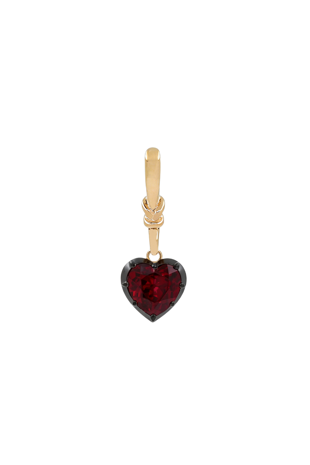 "Silk" Rose-Back Ruby Heart Earrings
