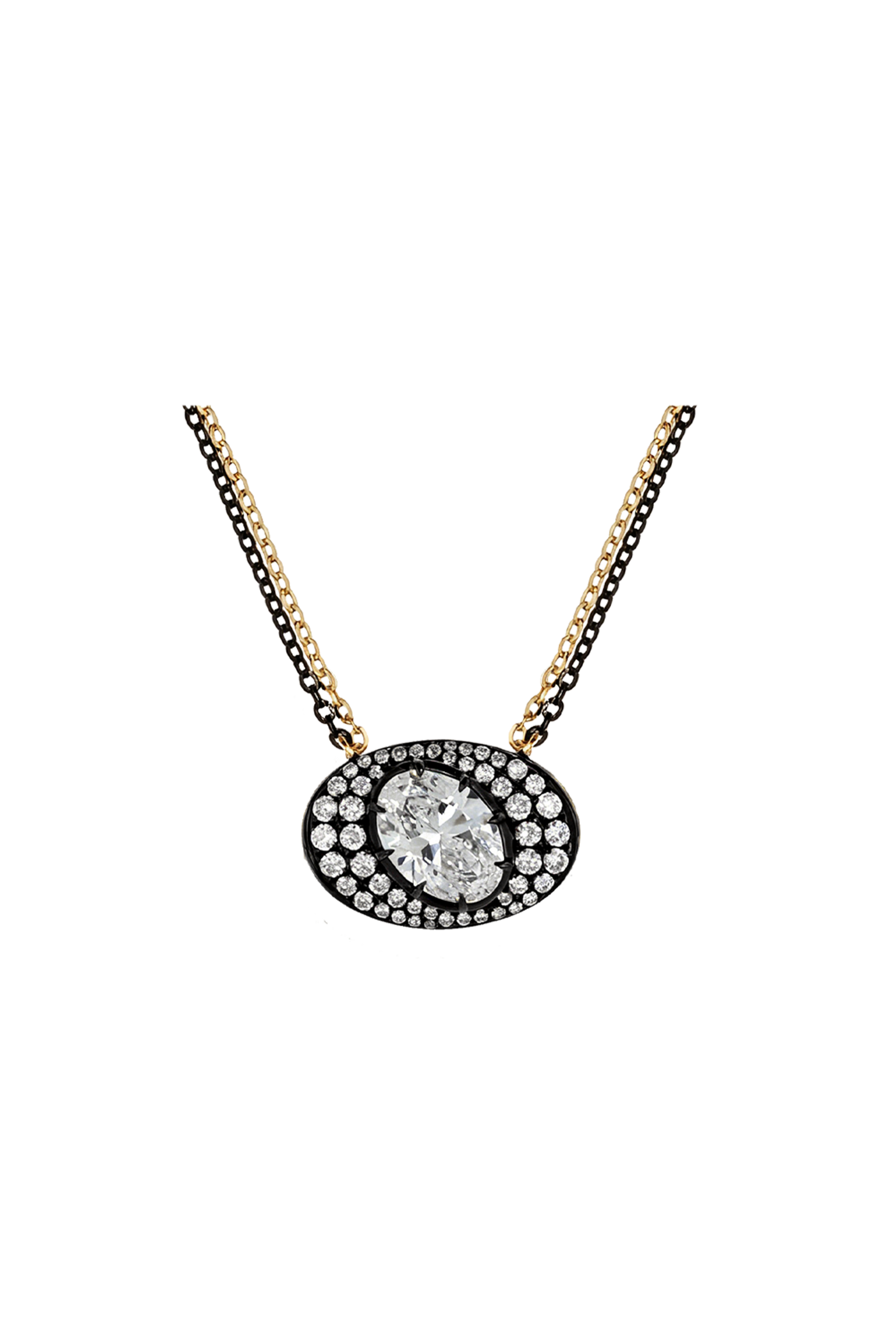 “MFE" Grande Two-Tone Double Chained Ronde Pendant