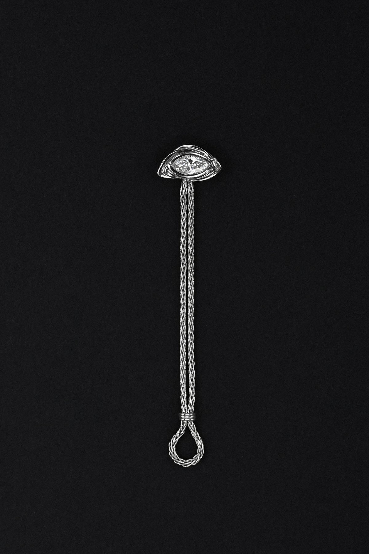 “Third Eye” Silver Chain Diamond Ring