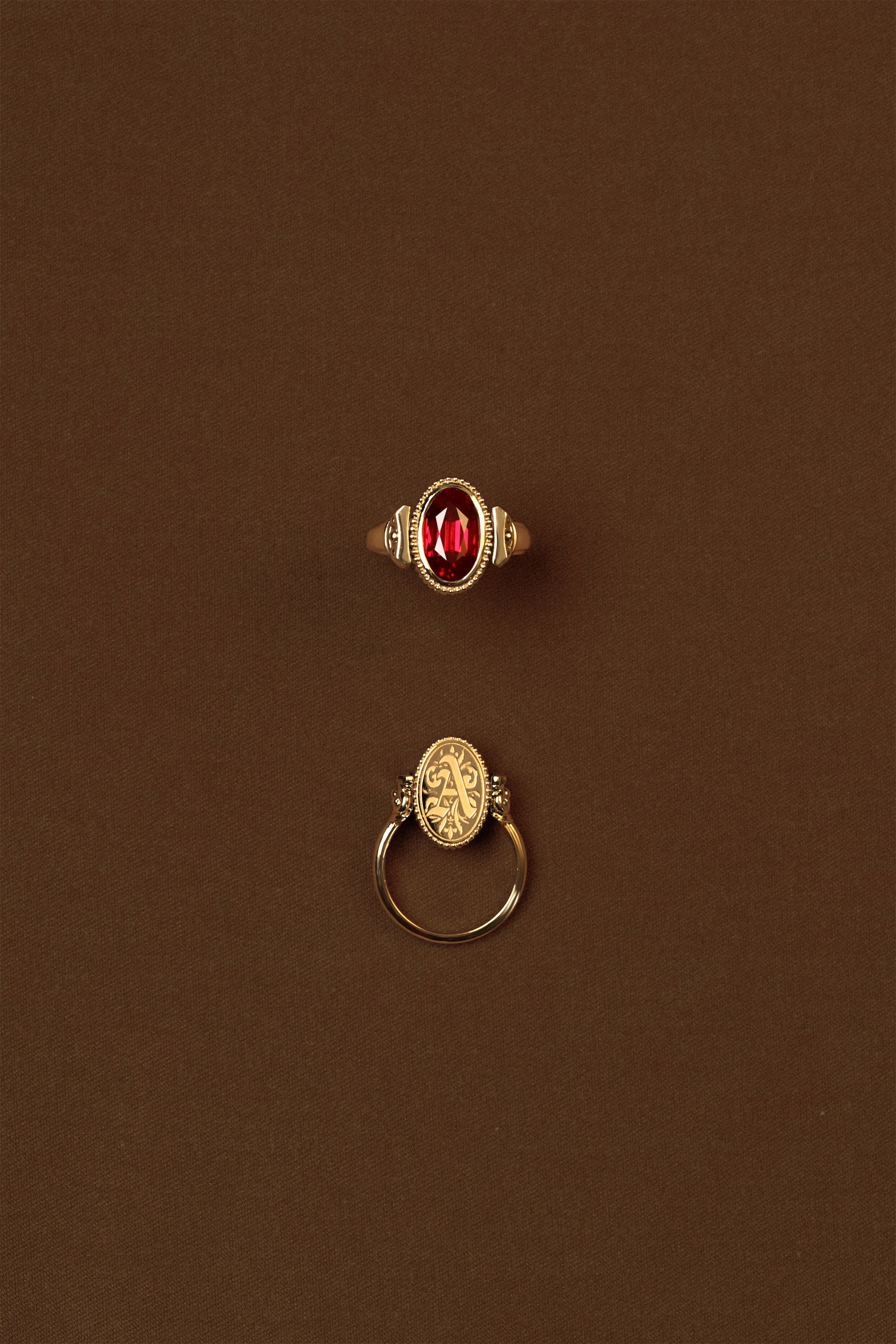 “Regency” Ruby Duality Signet Ring