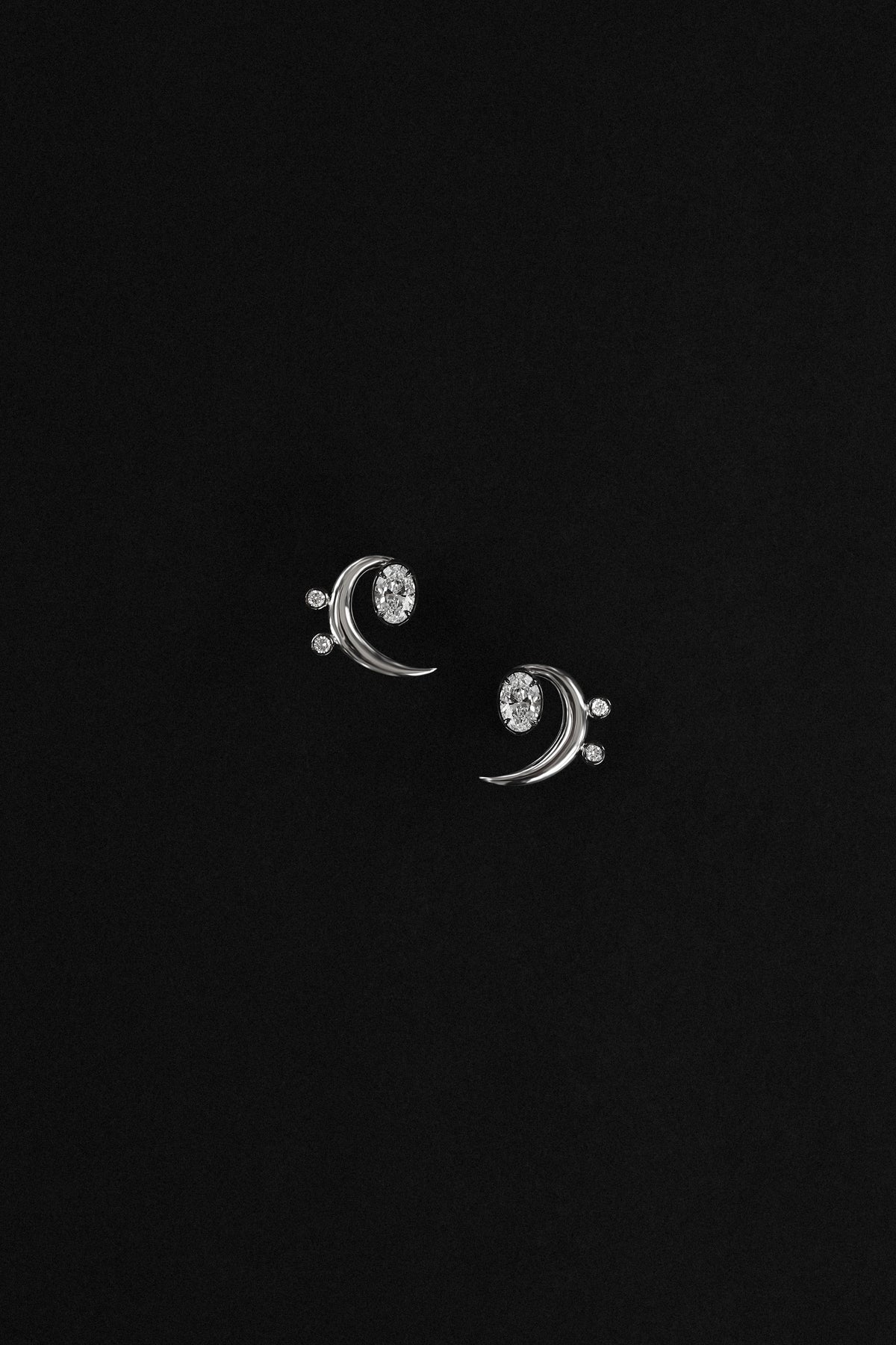 "MFE" Two-Tone Silver Bass Diamond Earrings