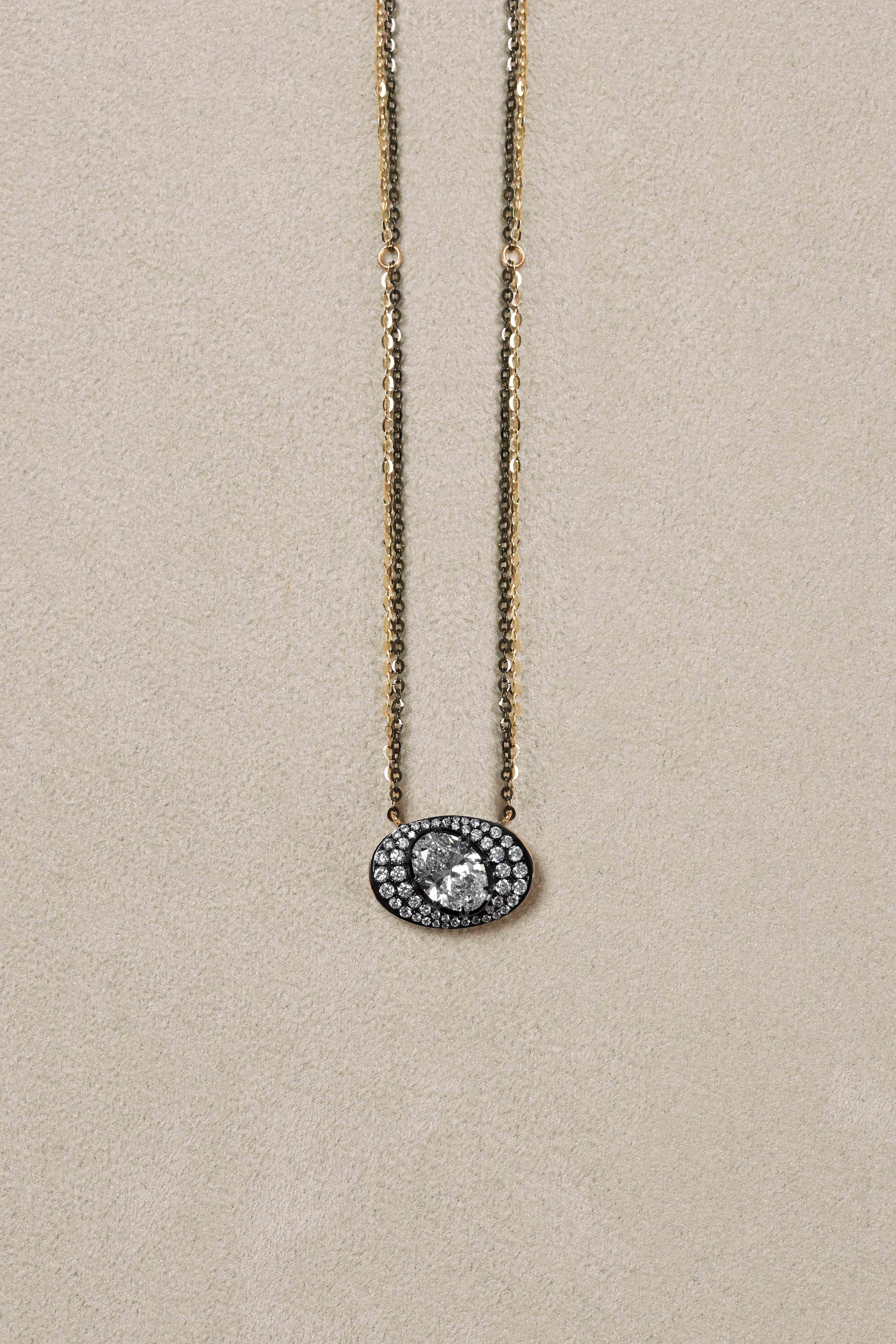 “MFE" Grande Two-Tone Double Chained Ronde Pendant