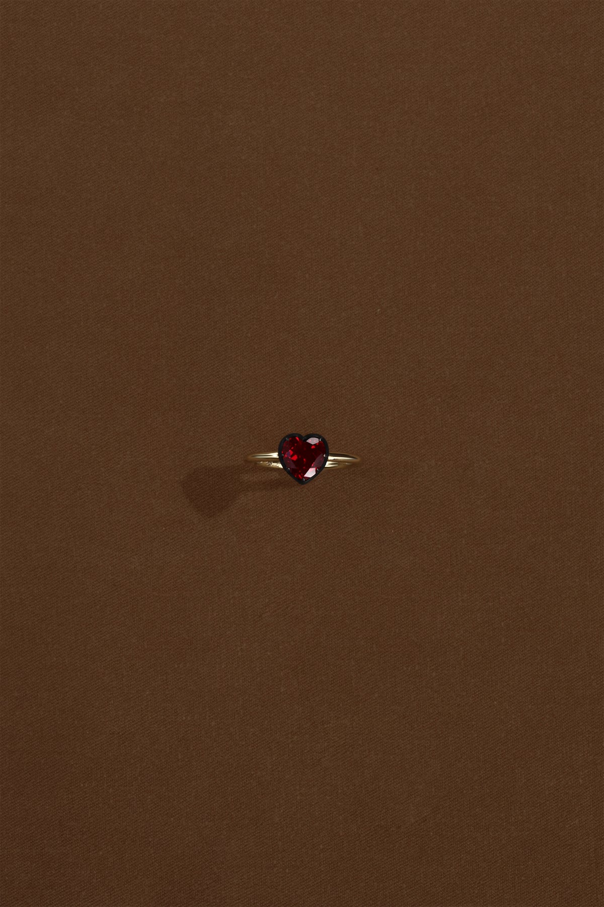 “Regency” Two-Tone Heart-shaped Ruby Rose-Back Ring