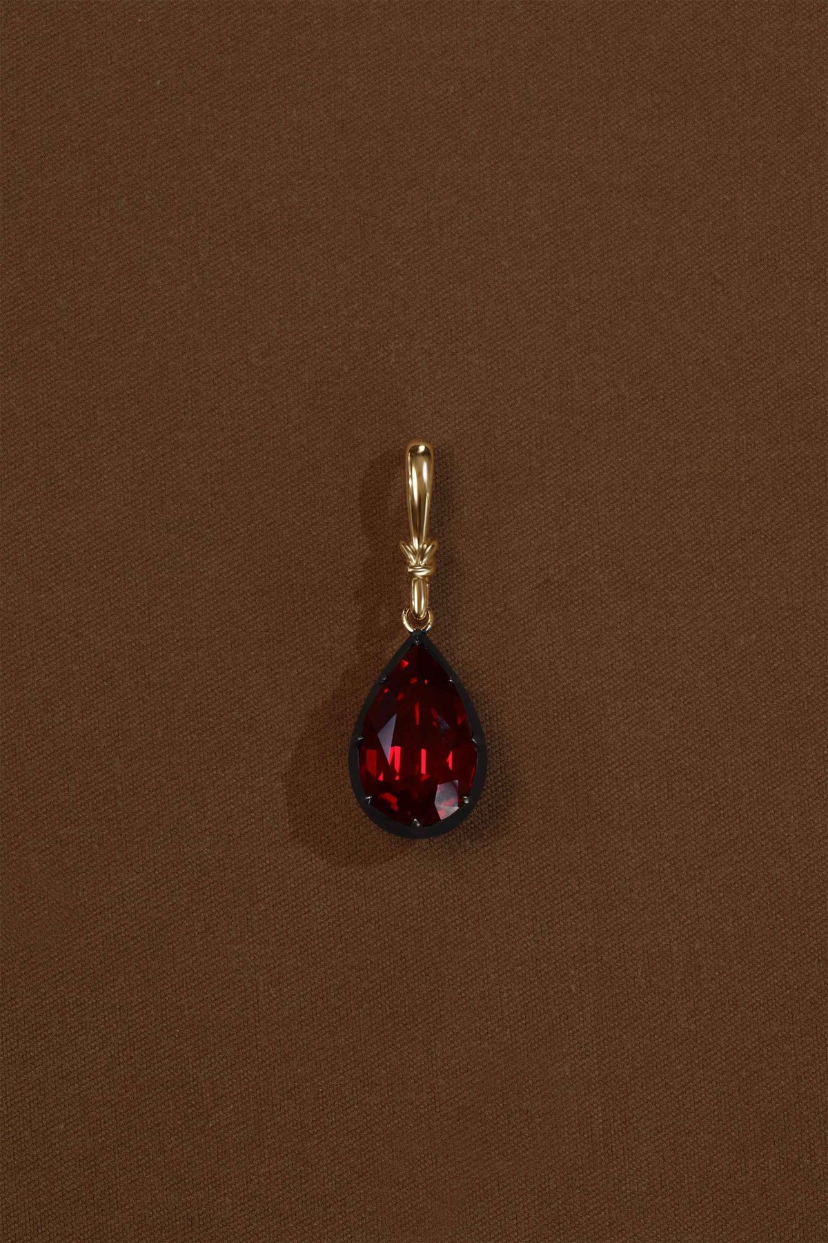 "Silk" Rose-Back Ruby Pear Pendant Necklace