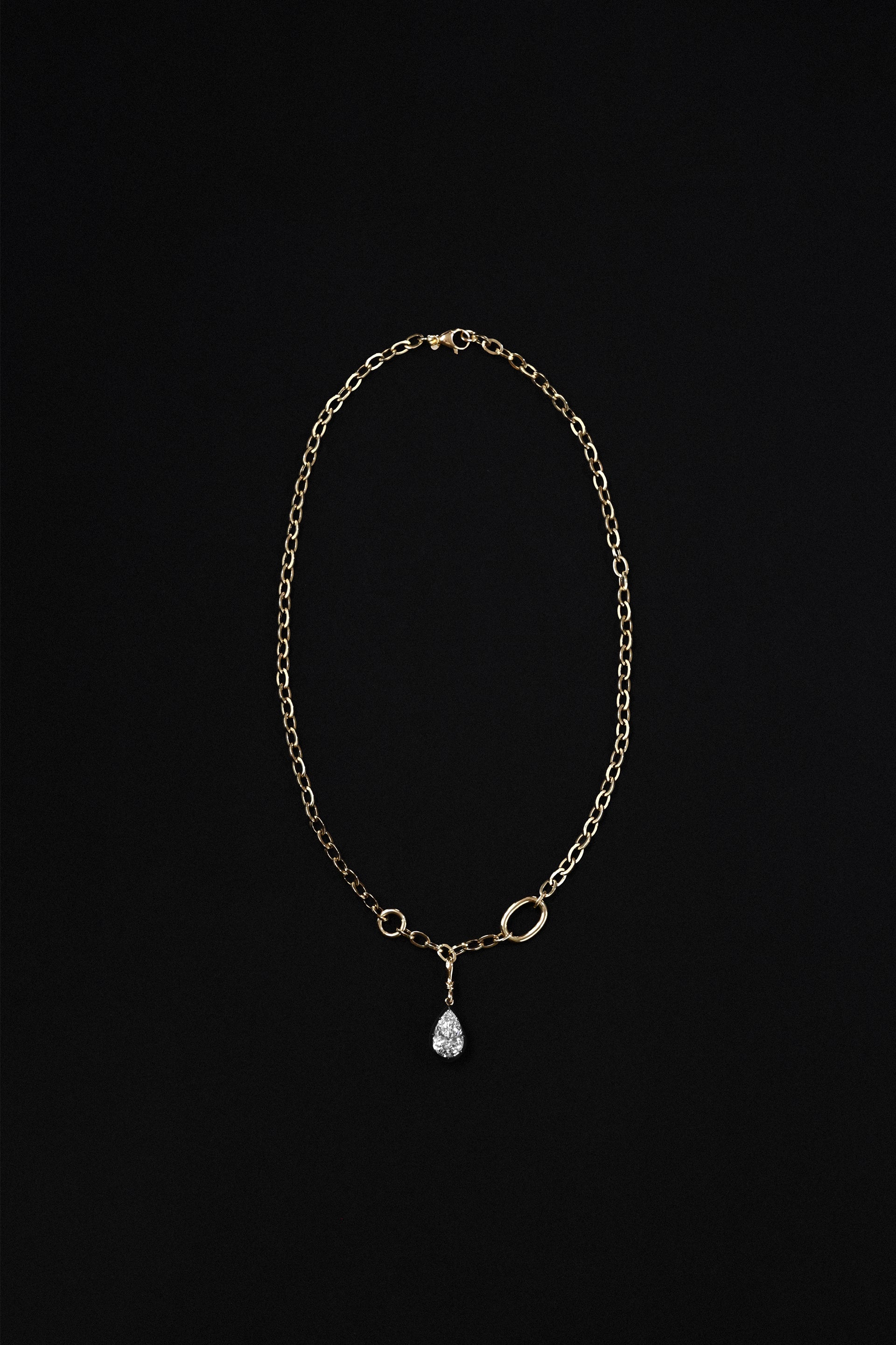 "Silk" Rose-Back Pear Diamond Pendant Necklace